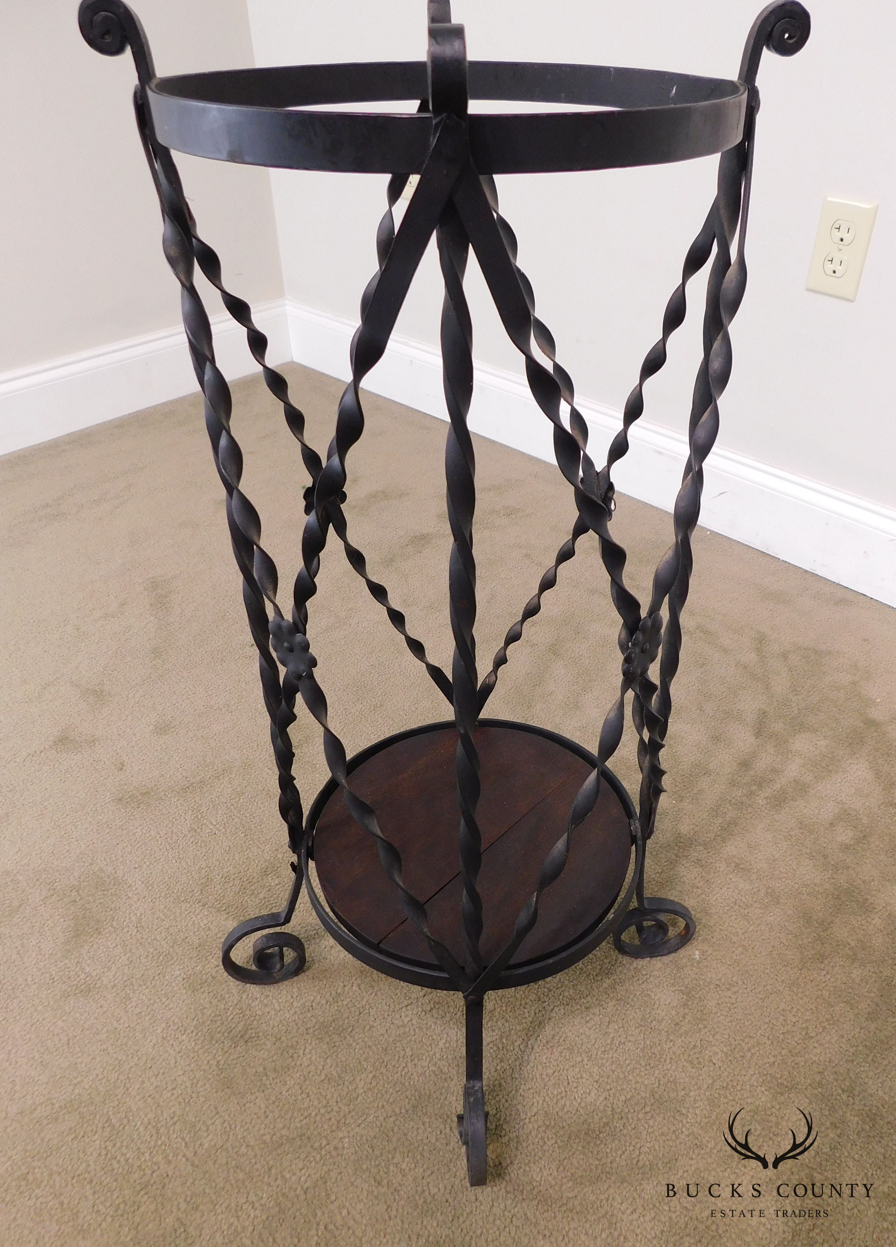 Aesthetic Antique Hand Wrought Iron Umbrella Stand