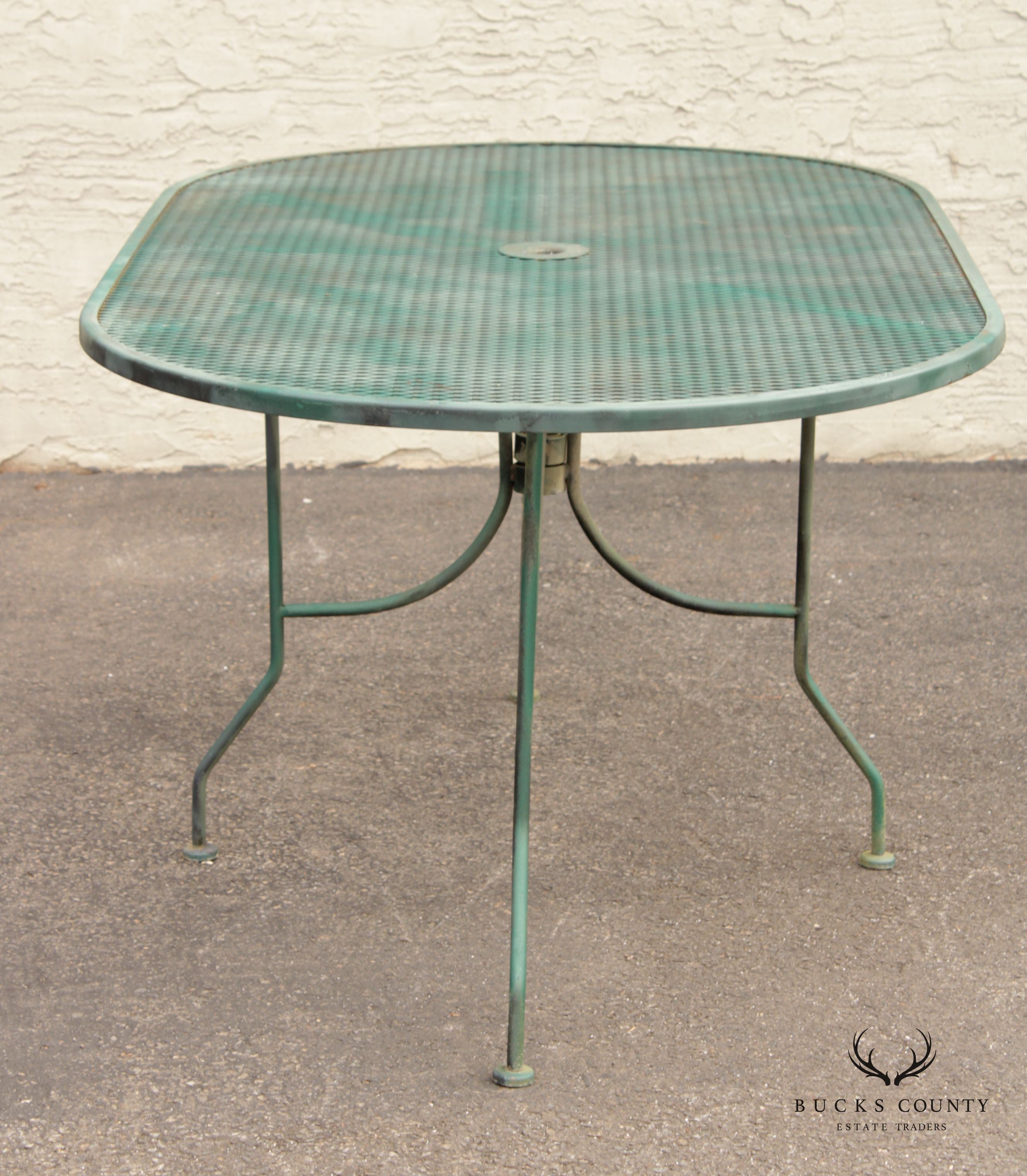 Mid Century Vintage Oval Wrought Iron Patio Garden Dining Table