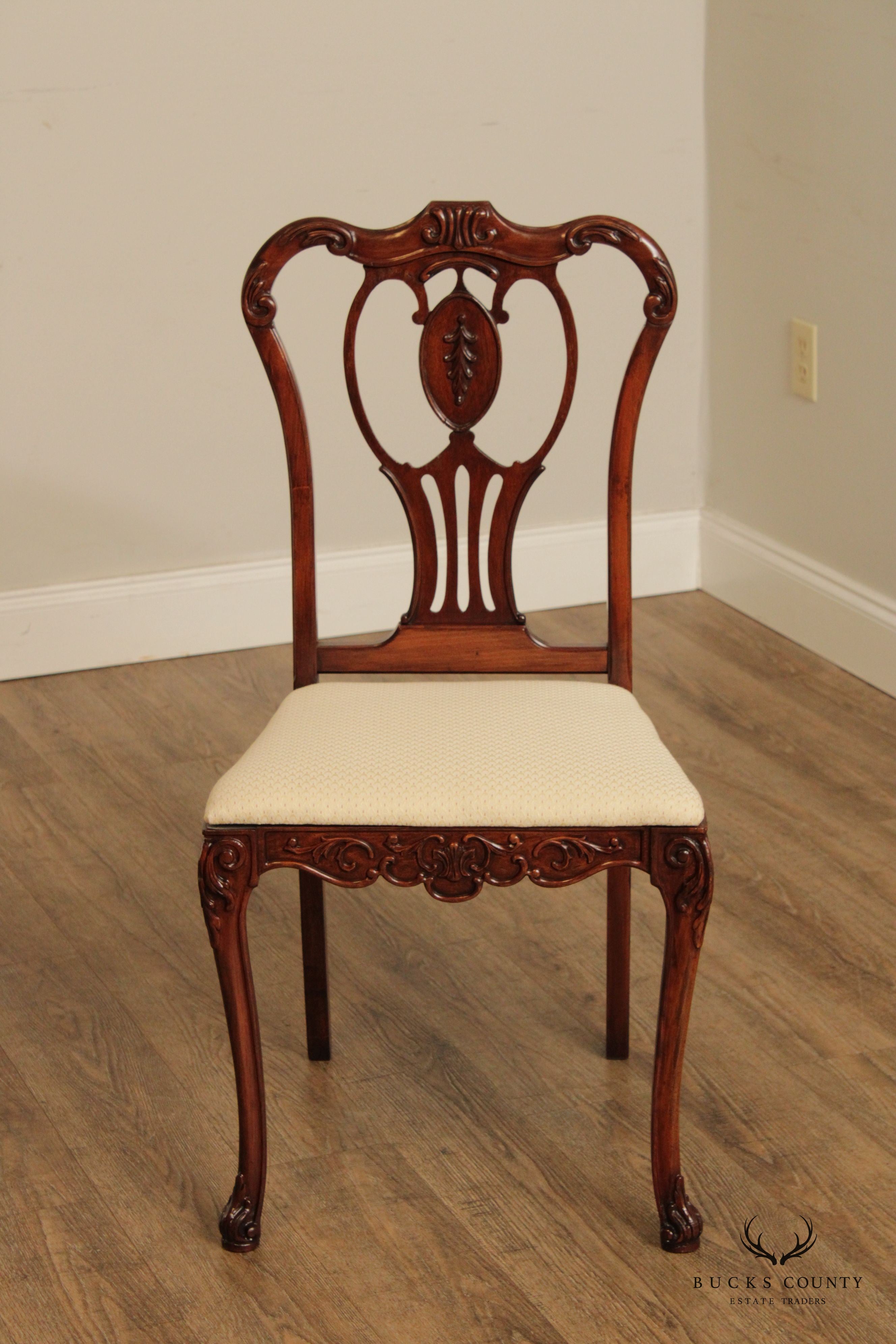 Georgian Style  Vintage Carved Mahogany Side Chair