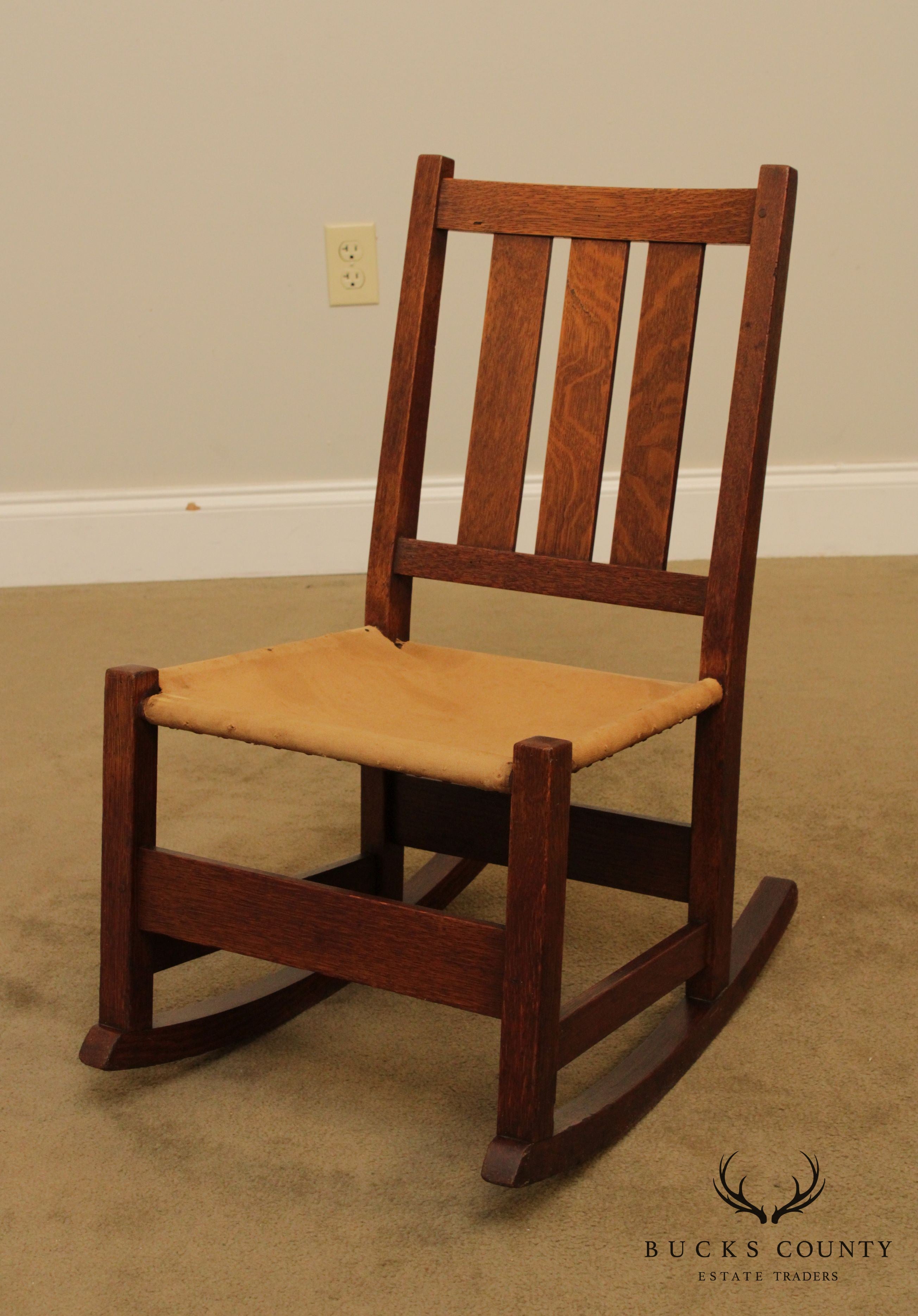 L & J. G. Stickley Antique Mission Oak Nursing Rocker