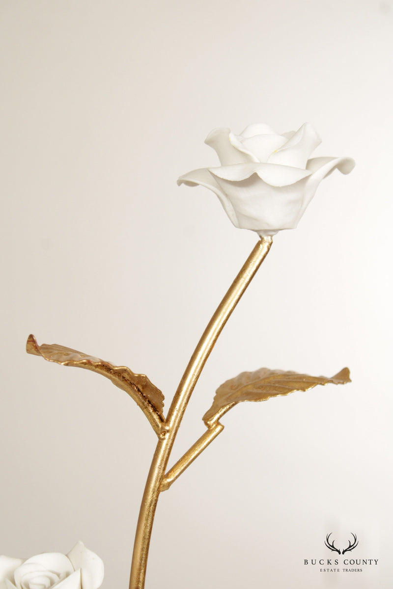 Chelsea House Contemporary Porcelain and Crystal Rose Sculpture