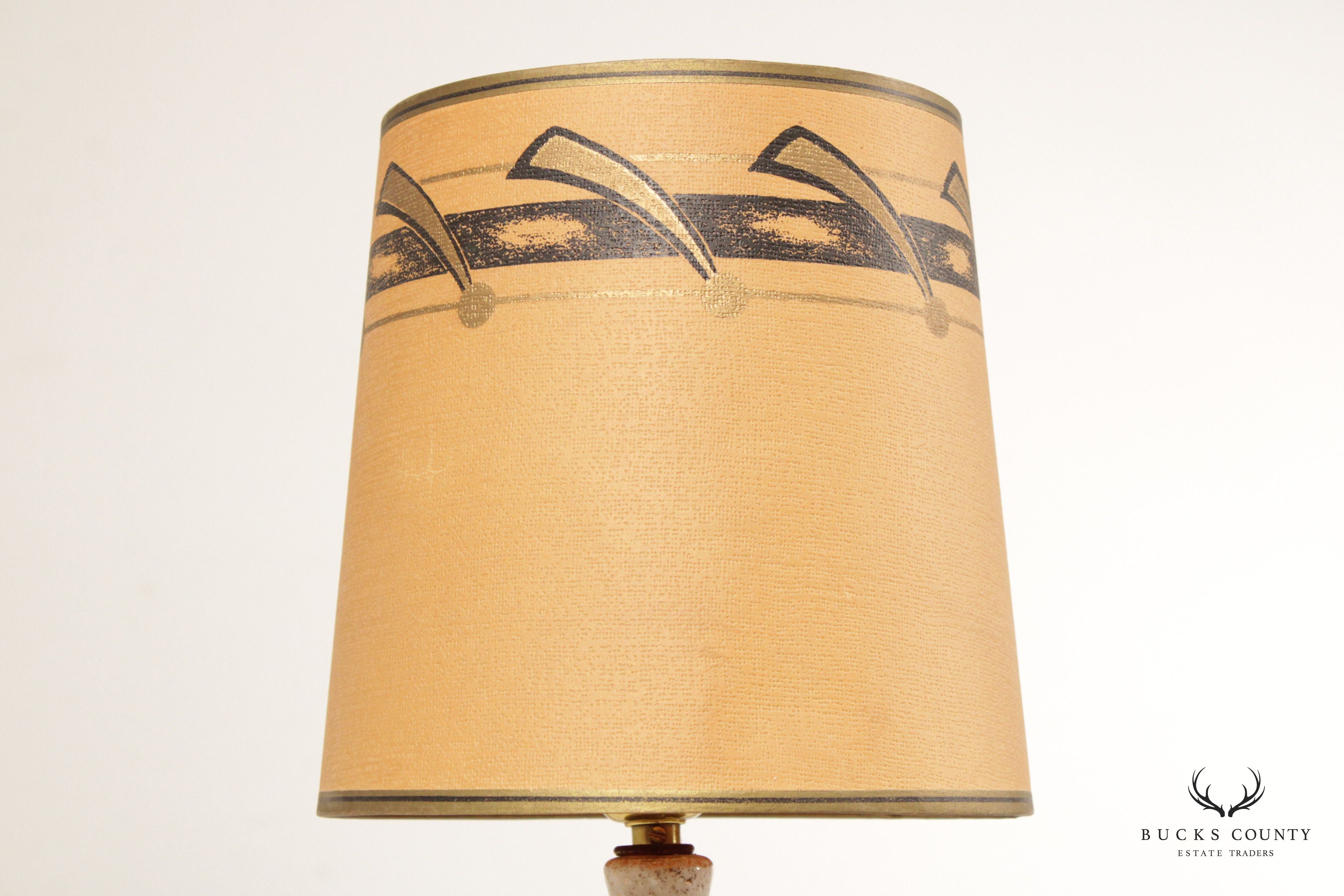 Mid Century Modern Ceramic Table Lamp with Drum Shade