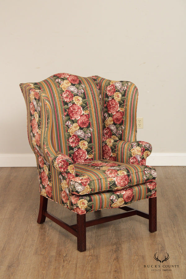 Thomasville Chippendale Style Mahogany Wing Back Chair