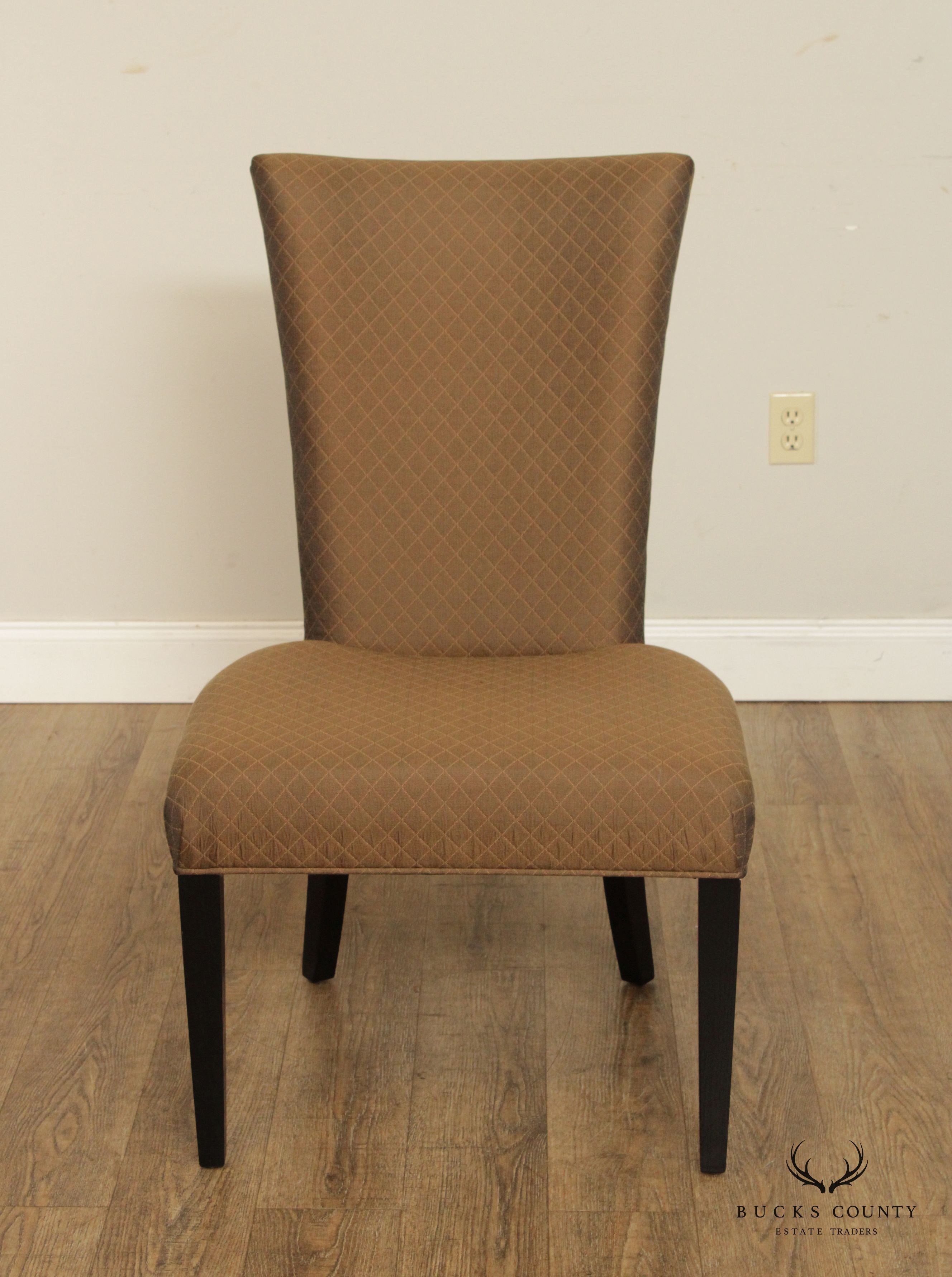 Contemporary Set of Eight Custom Upholstered Dining Chairs