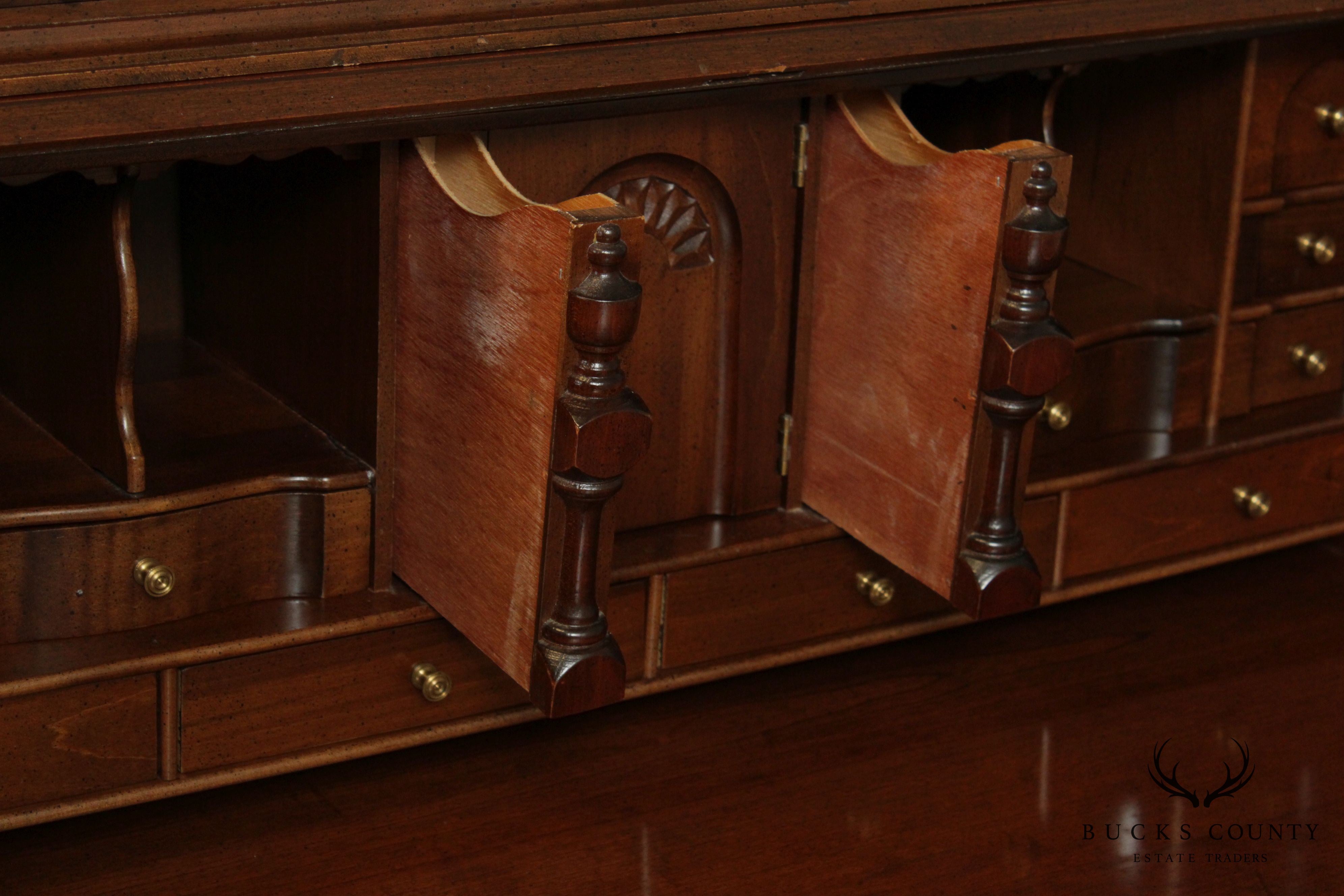 Maddox Chippendale Style Cherry Clock Front Secretary Desk