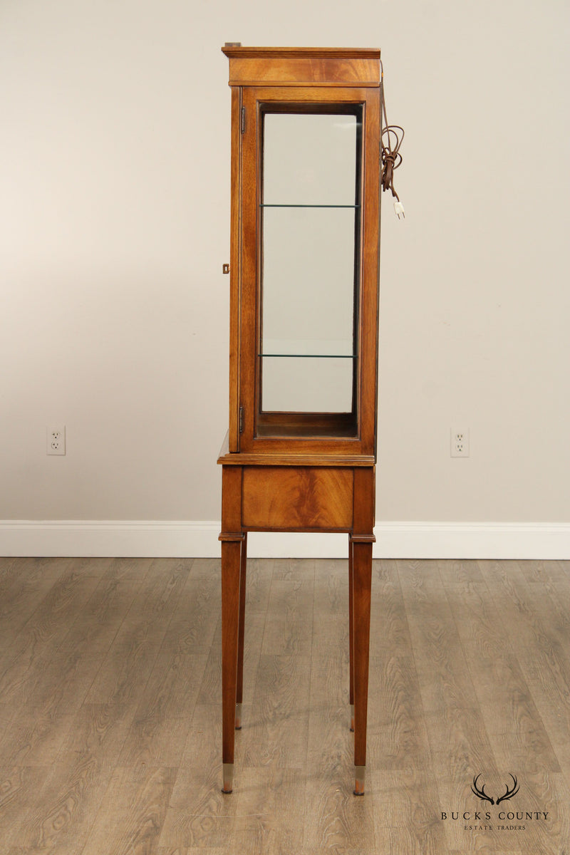 Neoclassical Style Vintage Mahogany Curio Display Cabinet