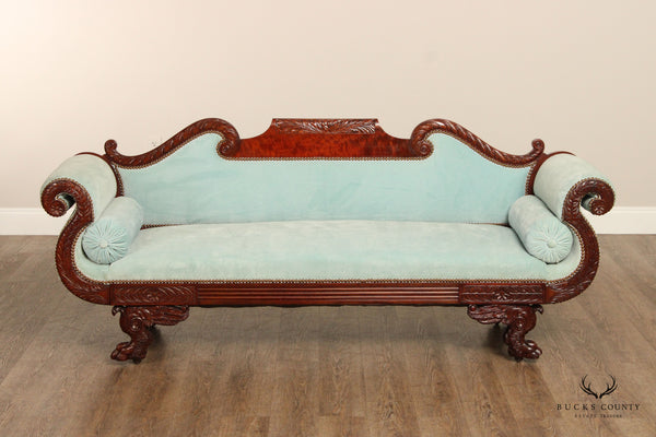 Antique American Empire Carved Mahogany Sofa