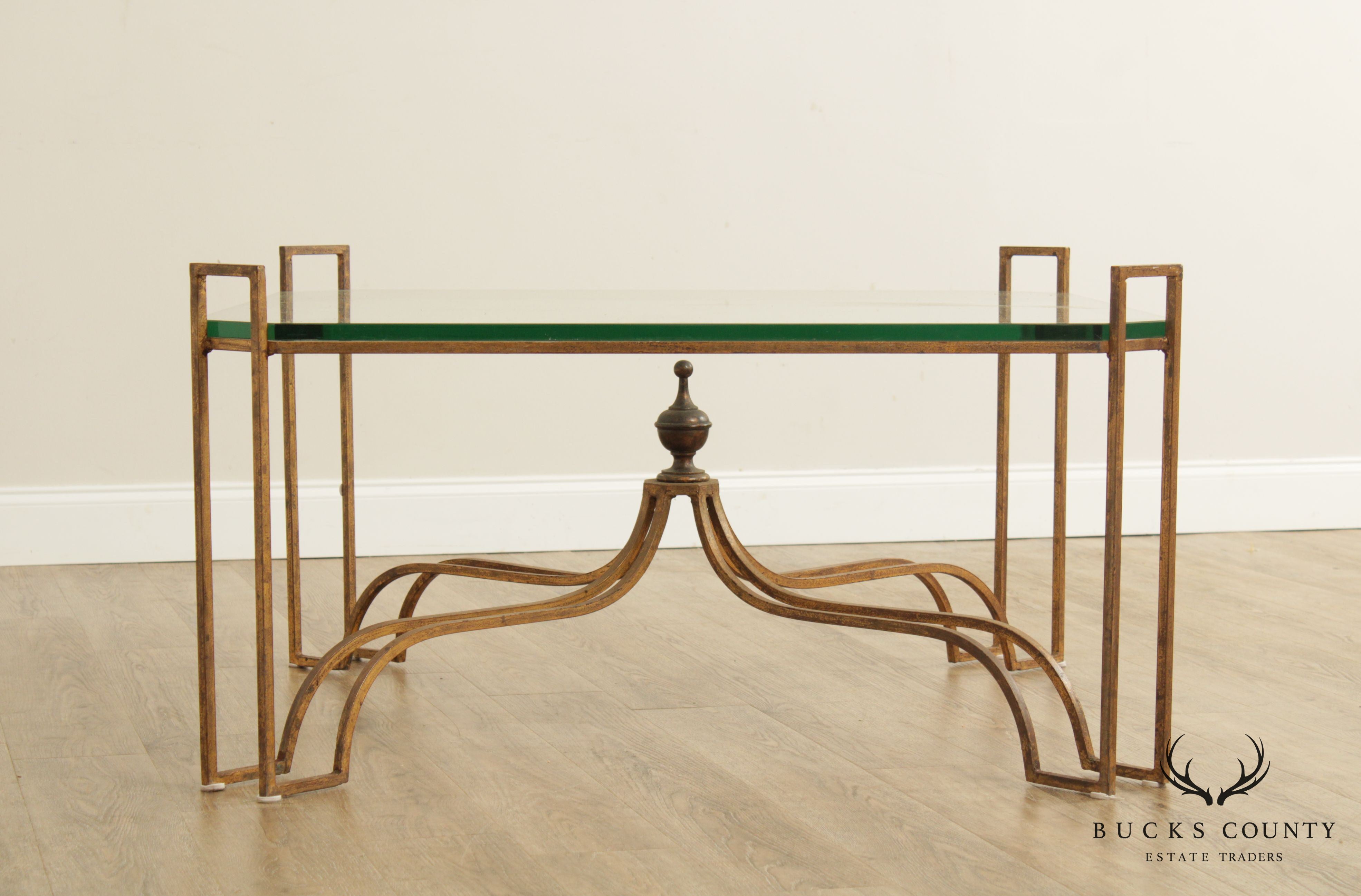 Quality French Gilt Metal Glass Top Coffee Table