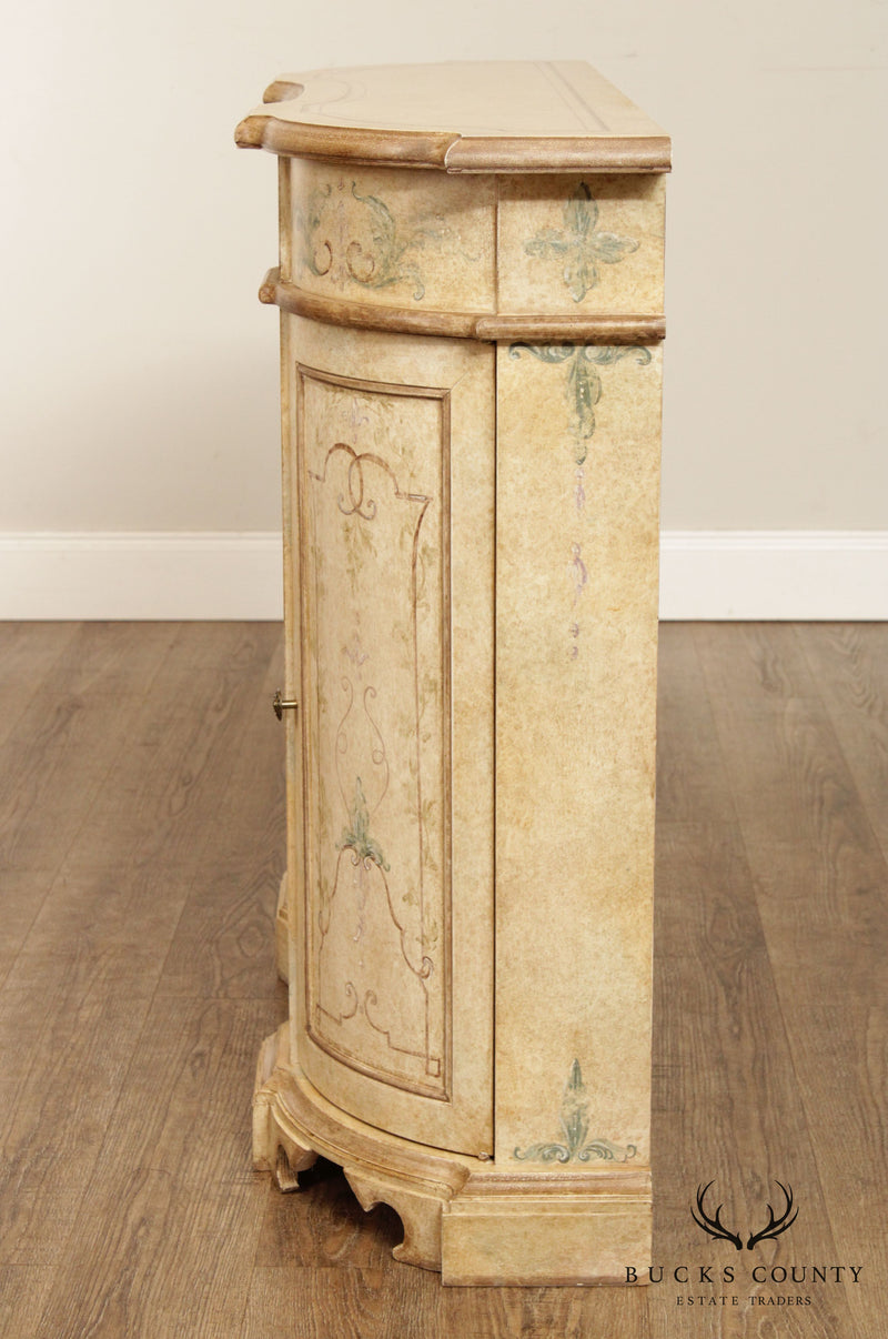 Italian Venetian Hand Painted Serpentine Front Console