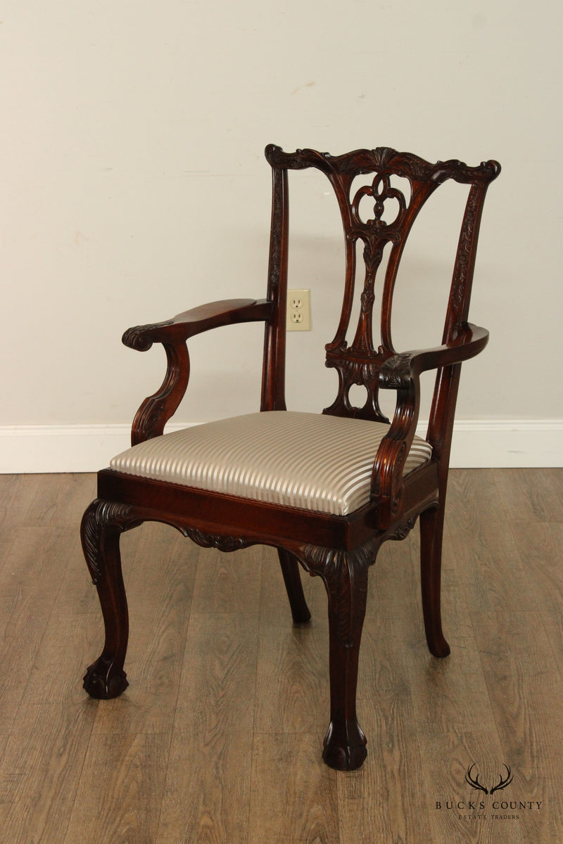 Bevan Funnell Reprodux Chippendale Style Set of Eight Carved Mahogany Dining Chairs