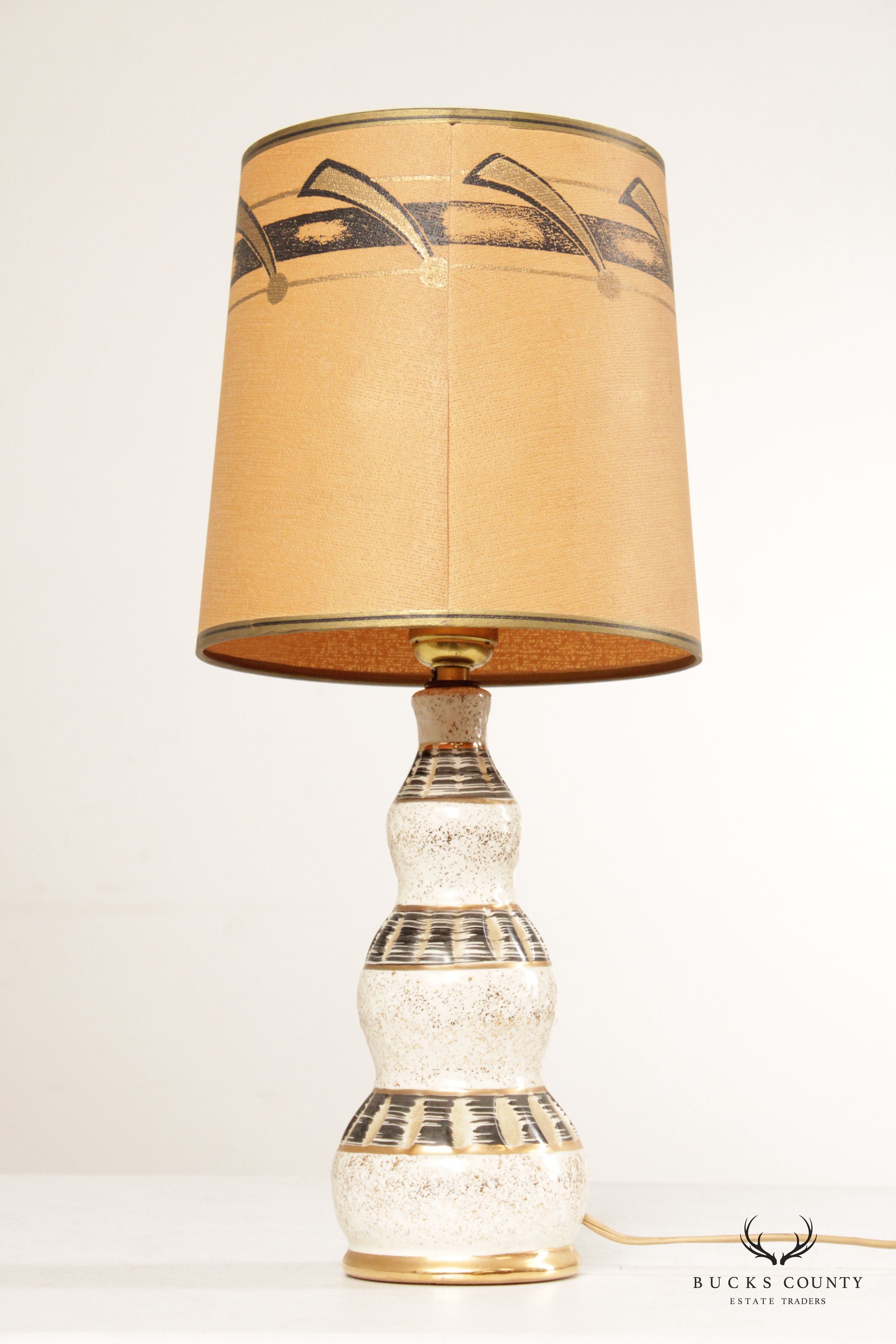 Mid Century Modern Ceramic Table Lamp with Drum Shade