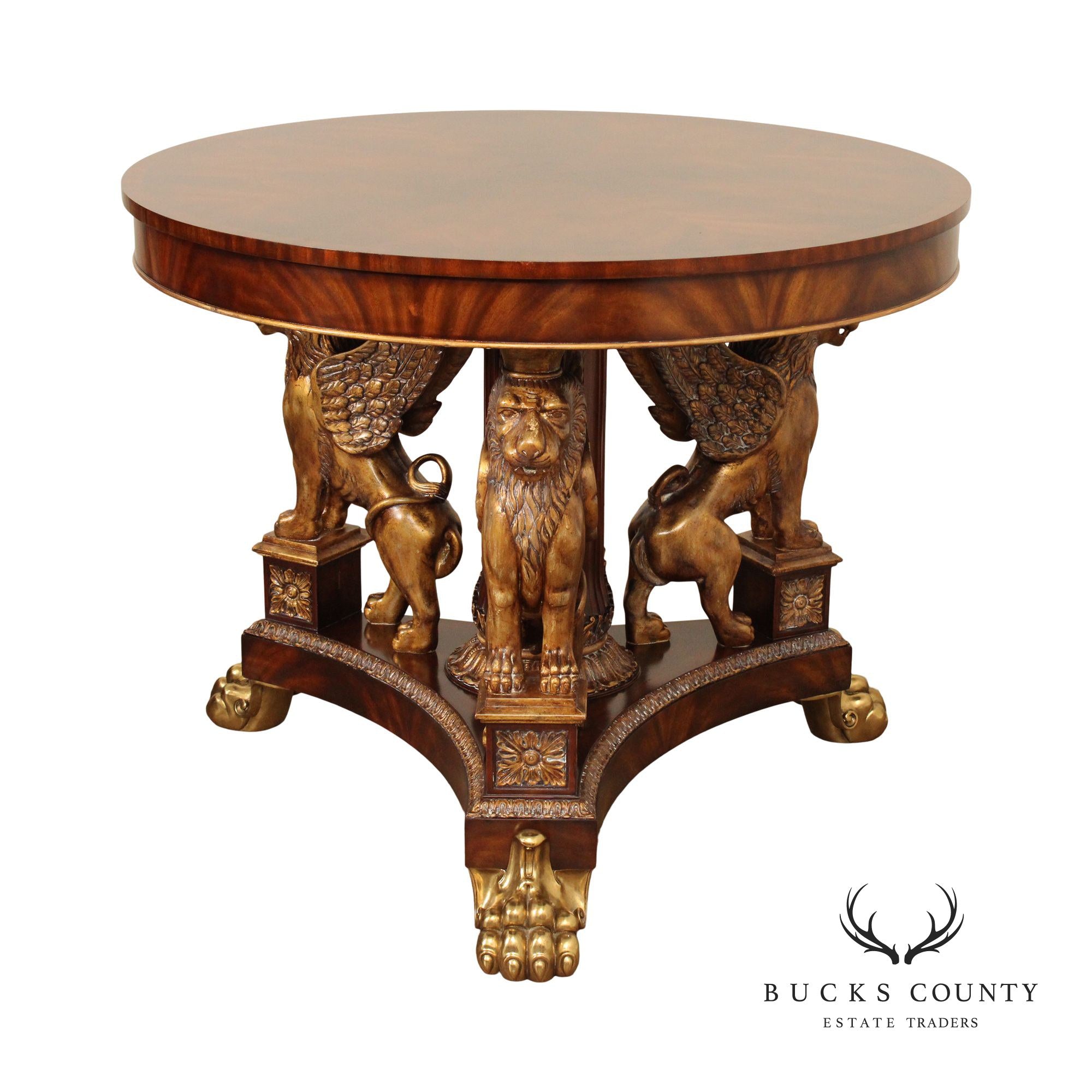 Maitland Smith French Empire Style Partial Gilt Mahogany Center Table