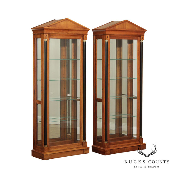 Ethan Allen 'Medallion' Pair of Cherry Display Cabinets