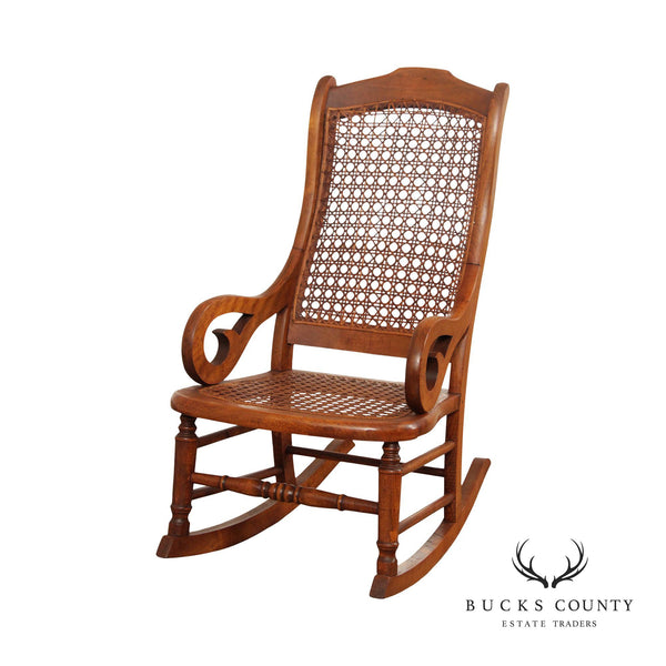 Antique American Children's Cane Rocking Chair