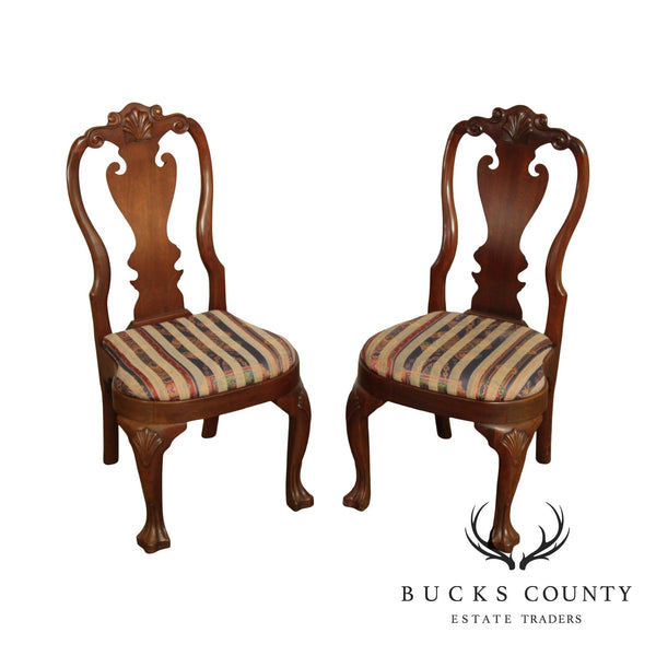 Quality Pair Queen Anne Style Shell Carved Side Chairs