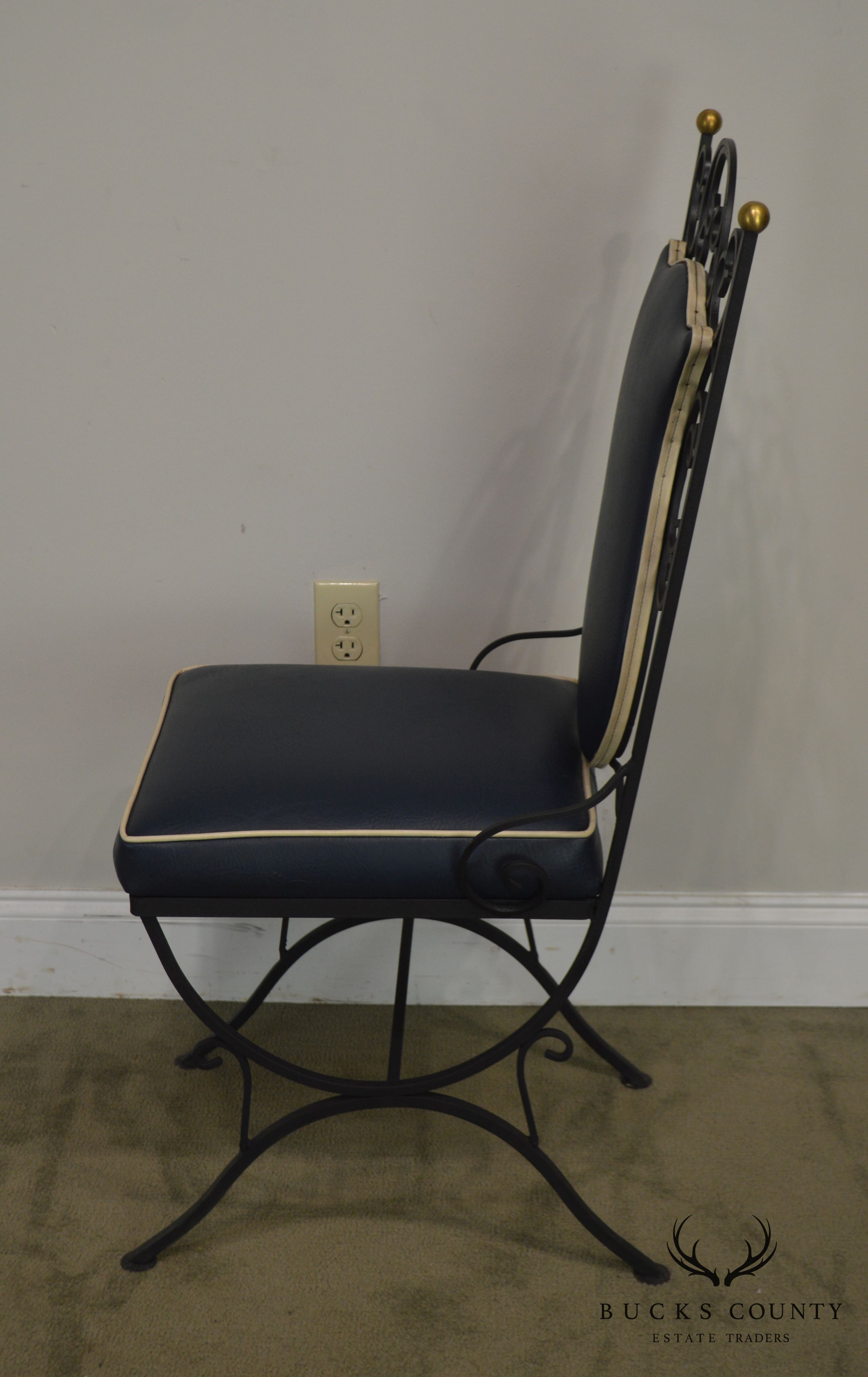 1950's Vintage Custom Quality Scrolled Wrought Iron Side Chair