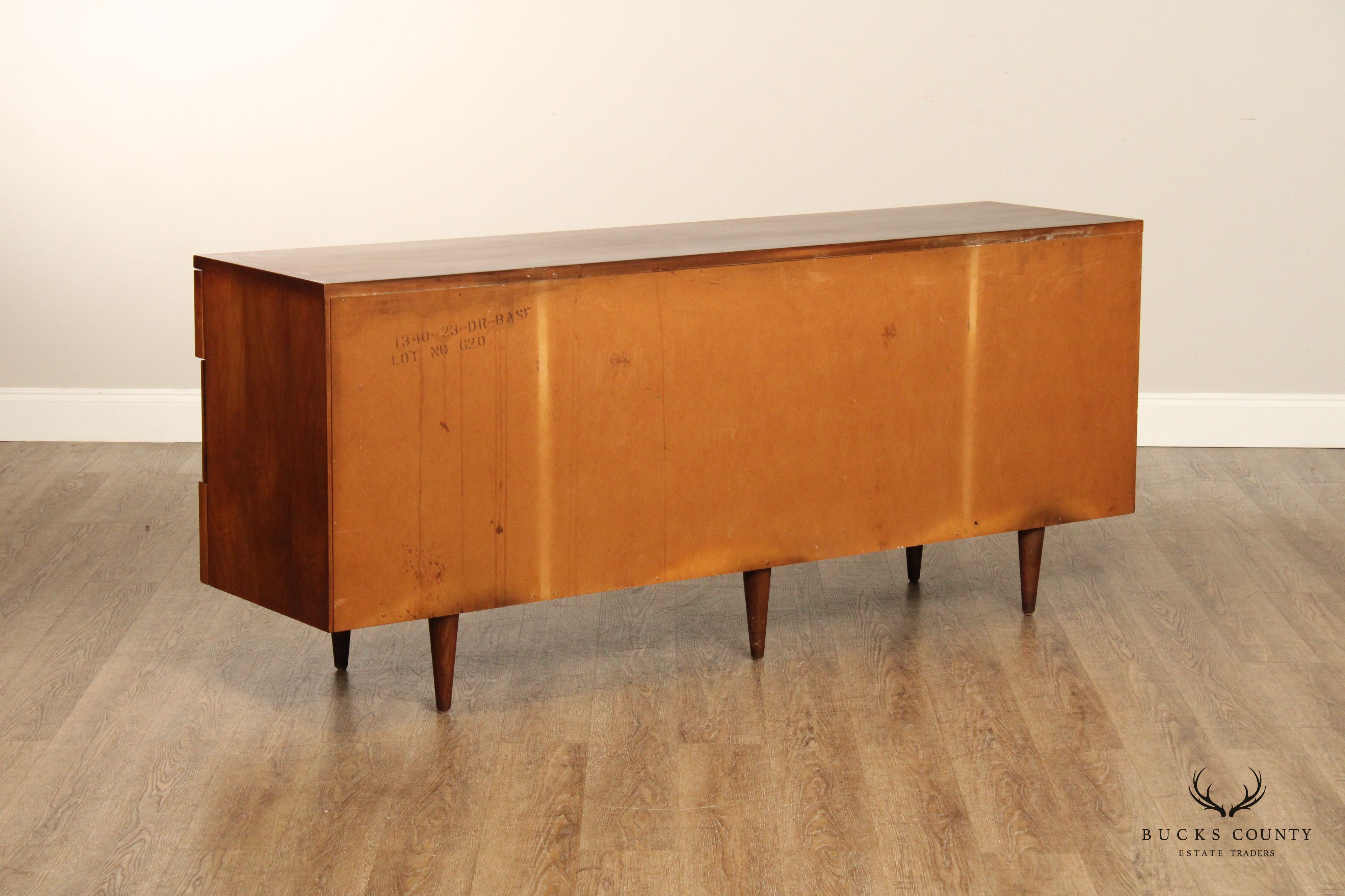 AMERICAN OF MARTINSVILLE MID CENTURY 9-DRAWER WALNUT DRESSER