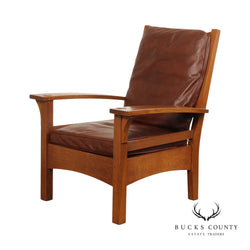 Stickley Mission Collection Oak and Leather Lounge Armchair