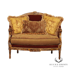Louis XVI Style Carved Frame Settee Loveseat