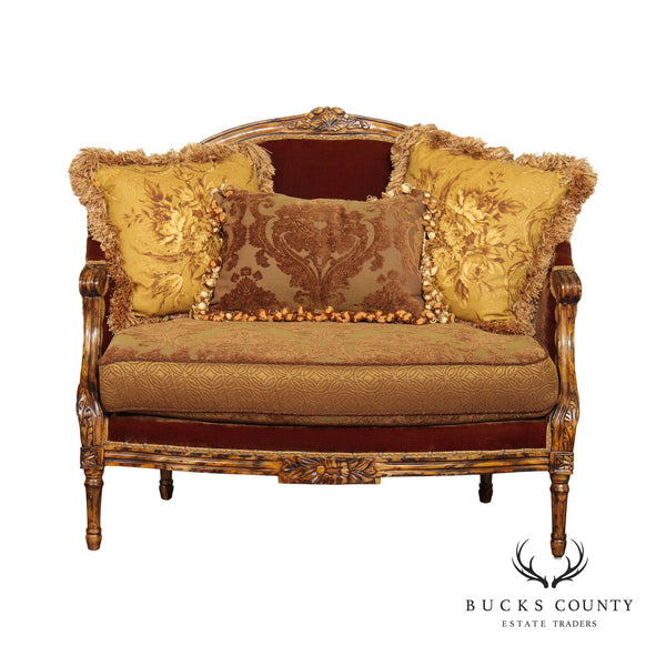 Louis XVI Style Carved Frame Settee Loveseat
