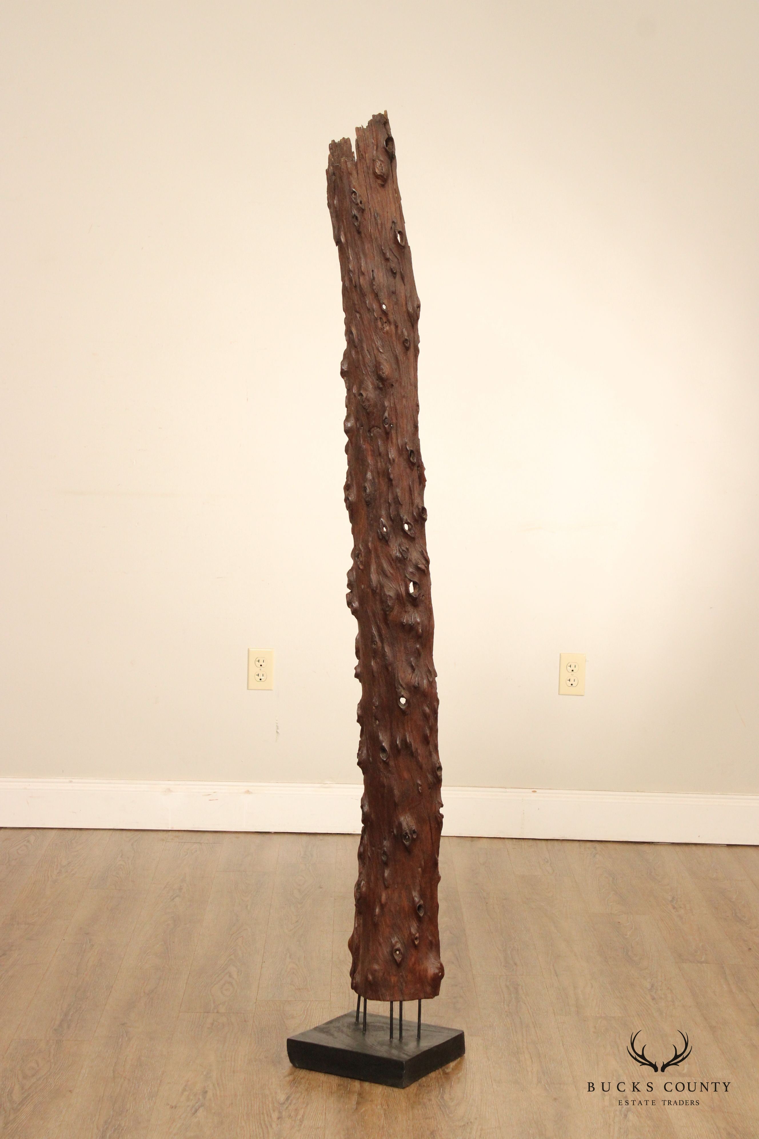 Vintage Abstract Reclaimed Natural Wood Tall Sculpture