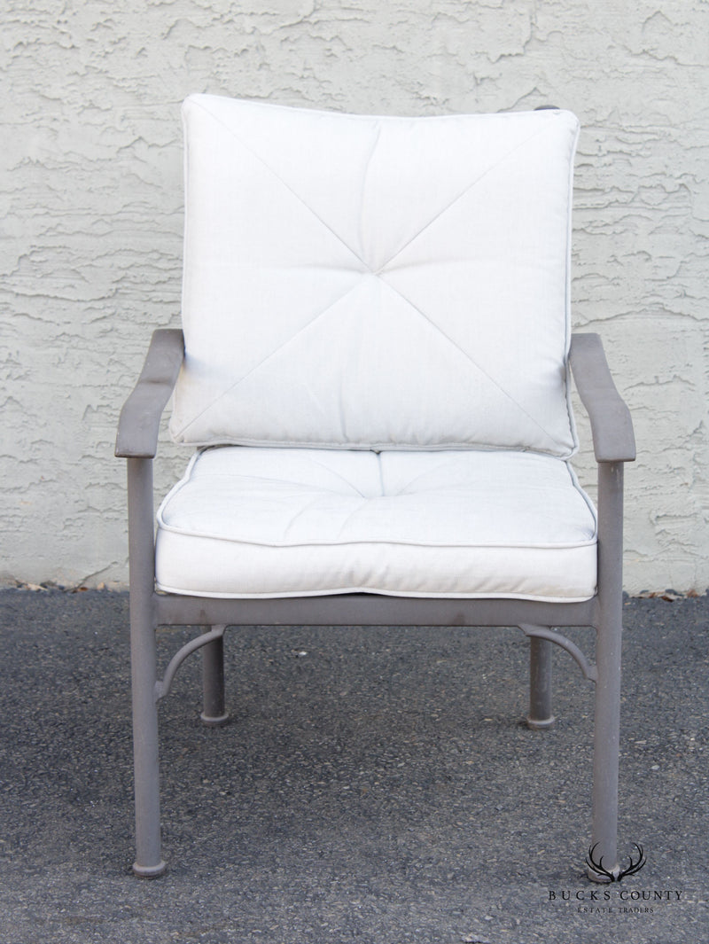 Neoclassical Style Set of 6 Aluminum Target Back Patio Dining Chairs