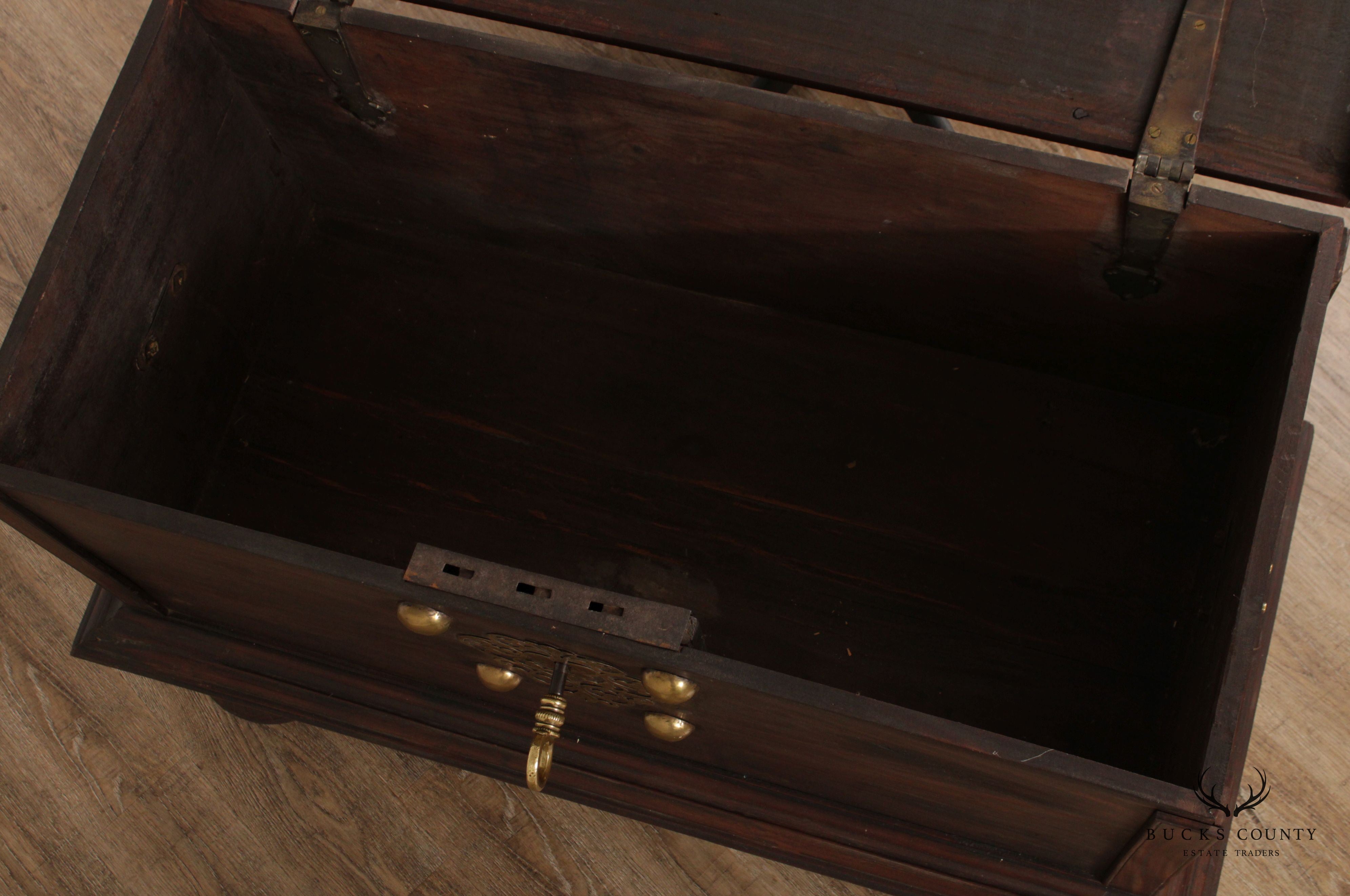 18th Century Continental Brass Mounted Hardwood Blanket Chest