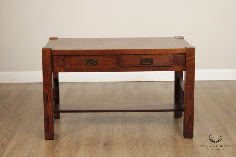 HARDEN ANTIQUE MISSION OAK WRITING DESK OR LIBRARY TABLE