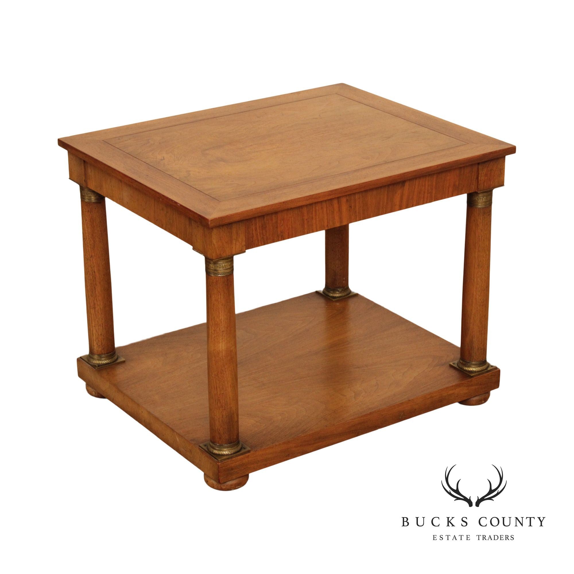 Empire Style Two-Tier Walnut Side Table