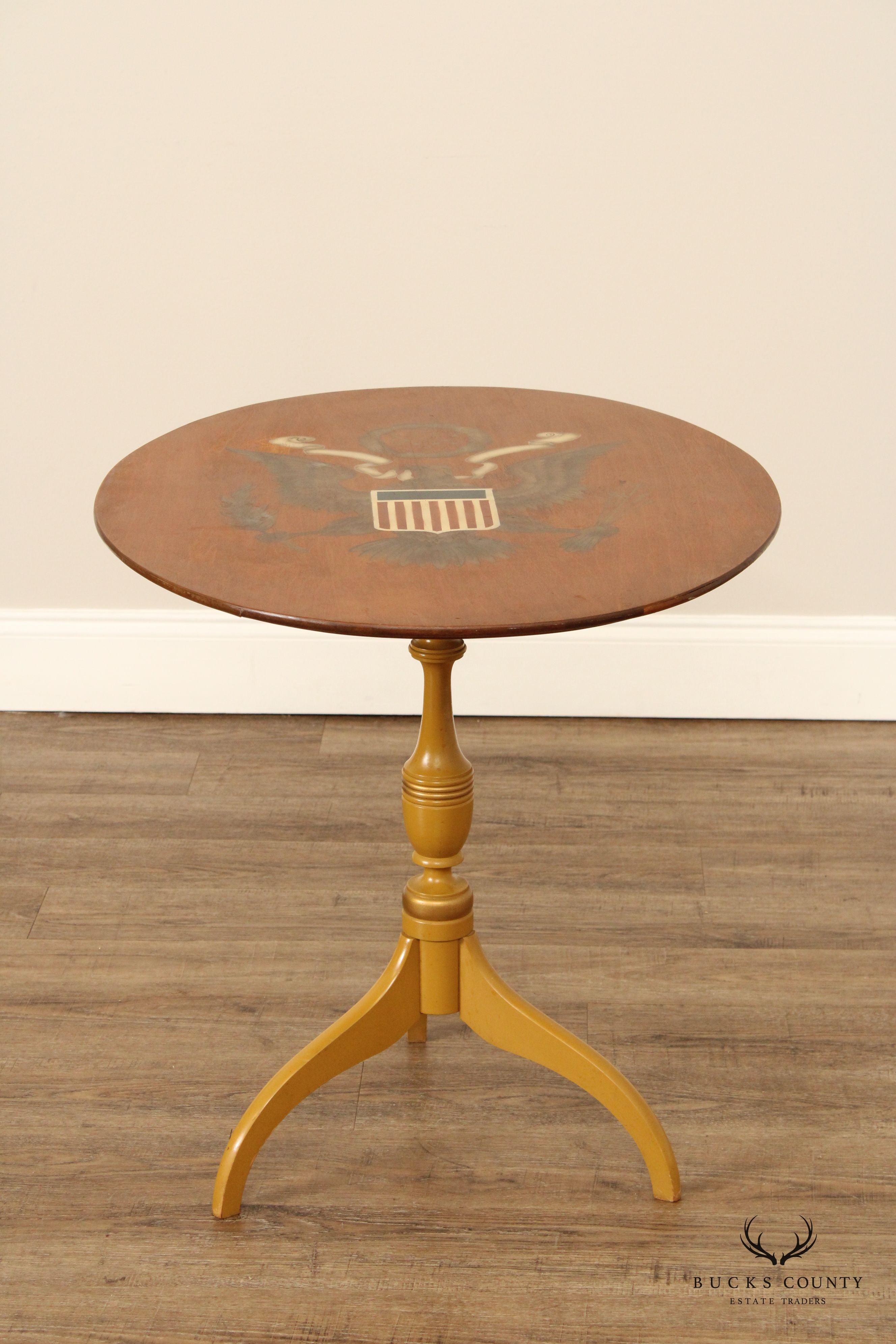 L. Hitchcock Federal Style Eagle Stenciled  Tilt-Top Table