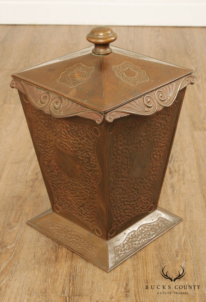 Vintage Arts and Crafts Style Copper Lidded Coal Scuttle
