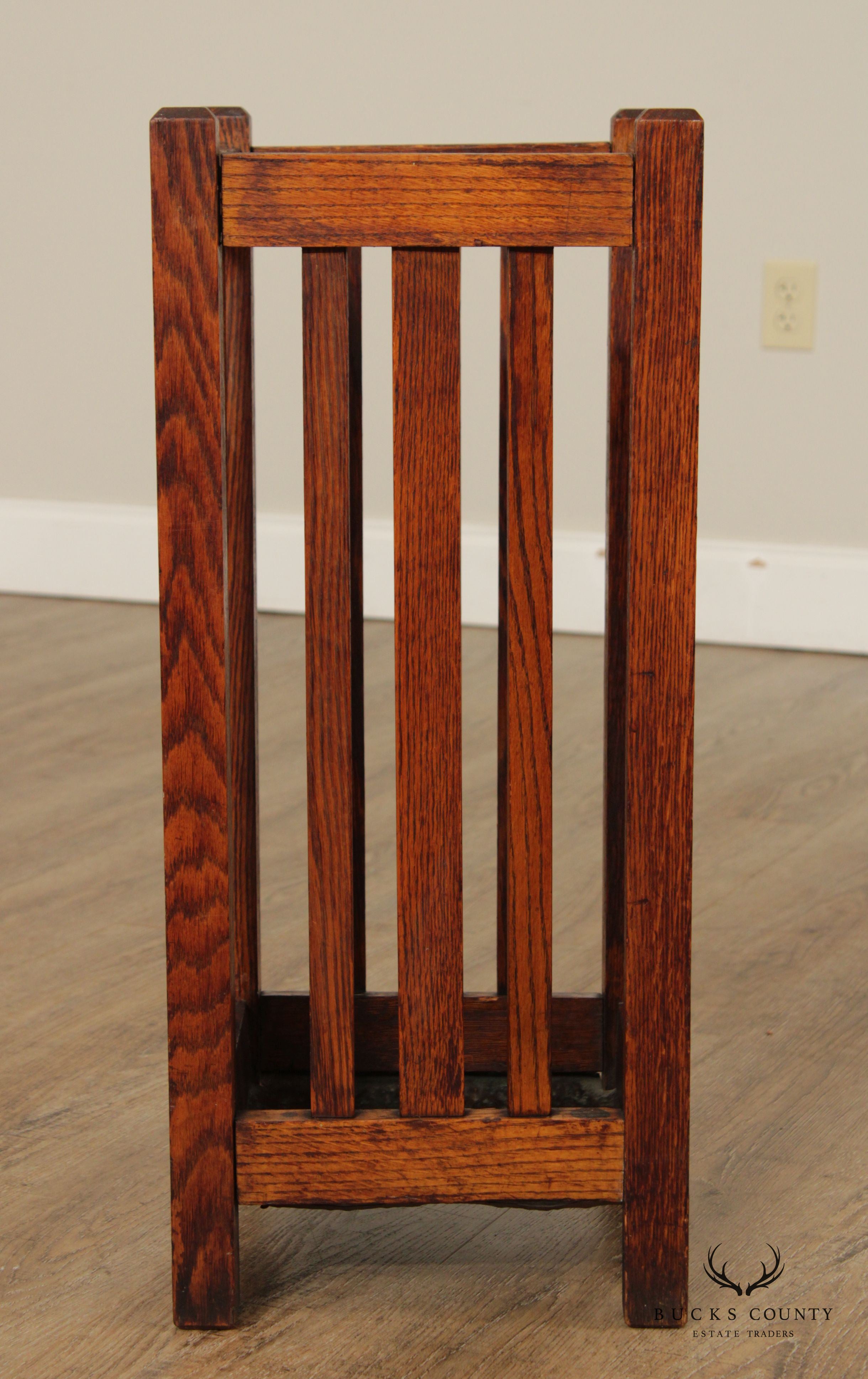 Antique Mission Style Oak Umbrella Stand