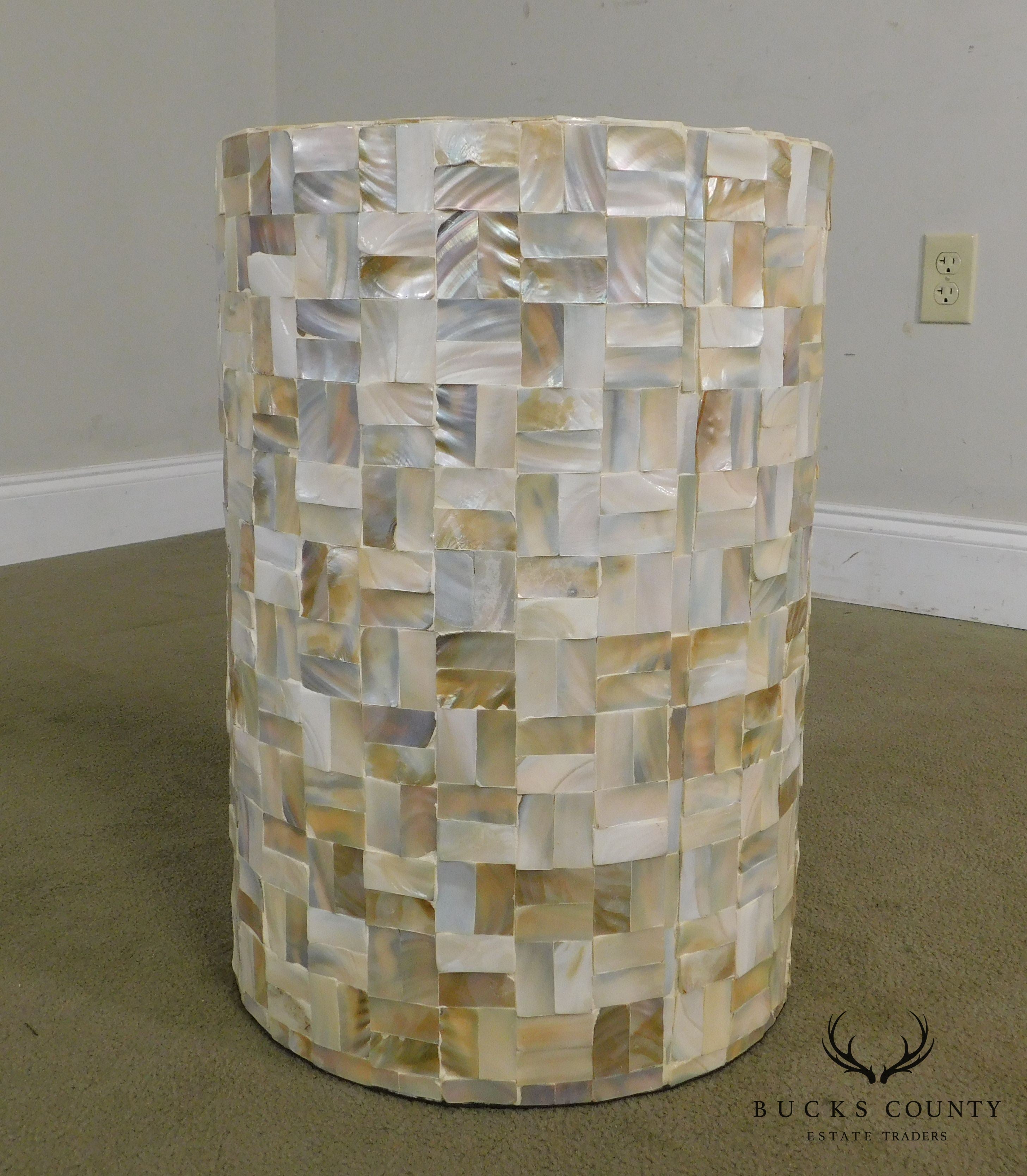 Mother of Pearl Mosiac Cylinder Pedestal