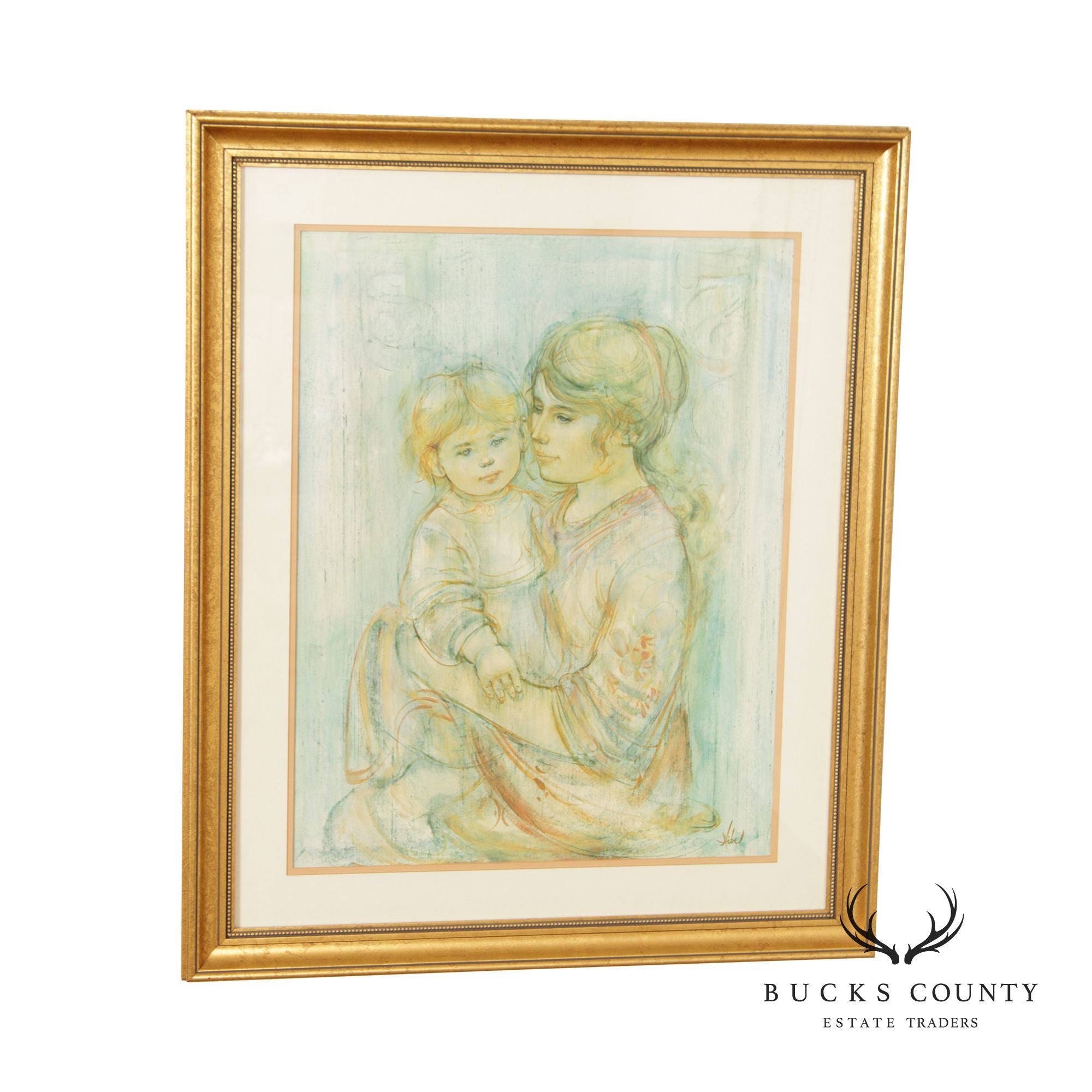 Edna Hibel Impressionist Style 'Beatrice and Baby' Lithograph