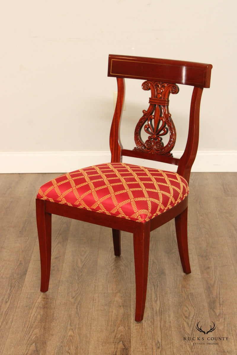 Kindel Neoclassical Style Set of Eight Mahogany Dining Chairs