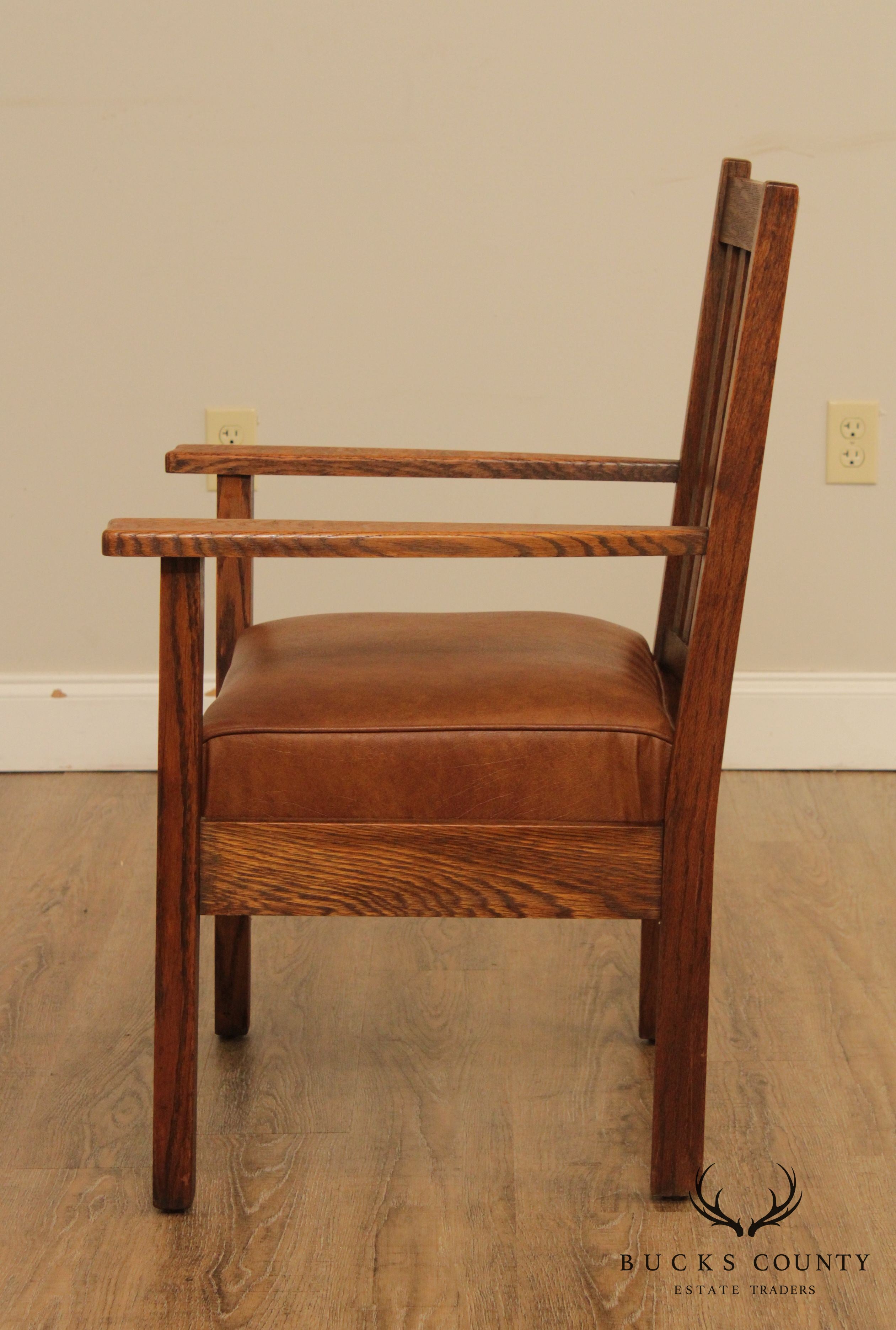 Antique Mission Oak Spindle Back Armchair