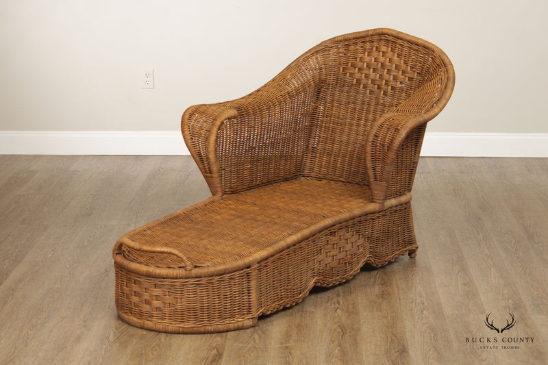Quality Vintage Wicker Chaise Lounge