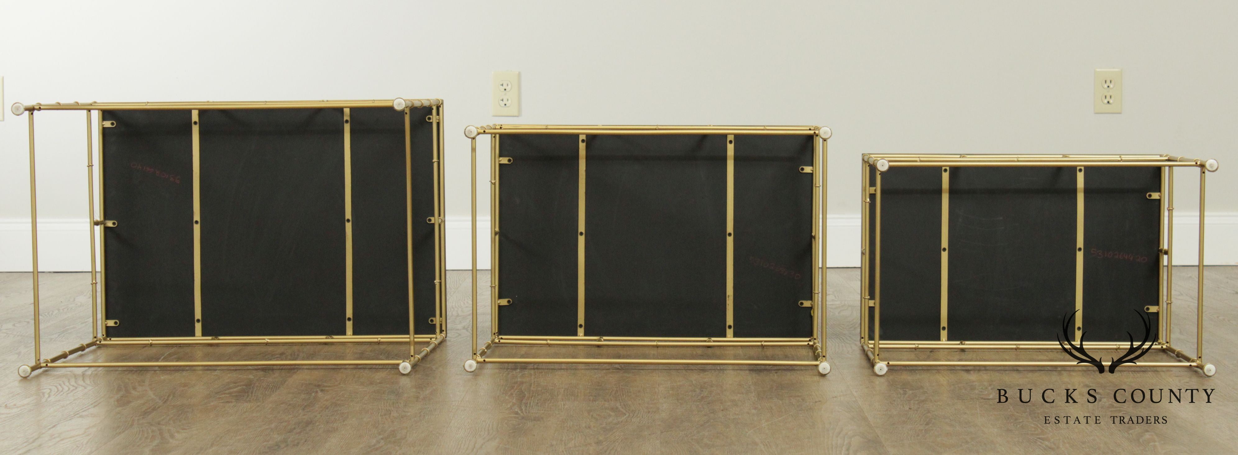 Black and Gold Faux Bamboo Iron Nesting Tables