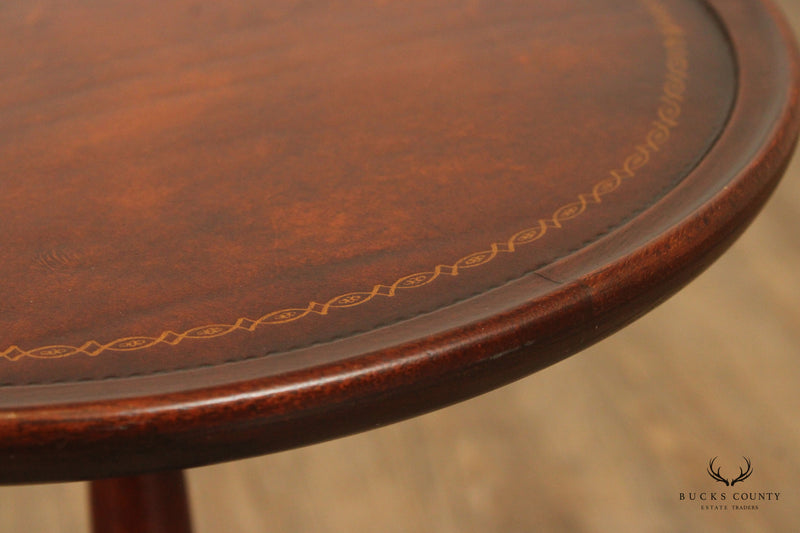 Imperial Furniture Empire Style Round Mahogany Leather Top Wine Table