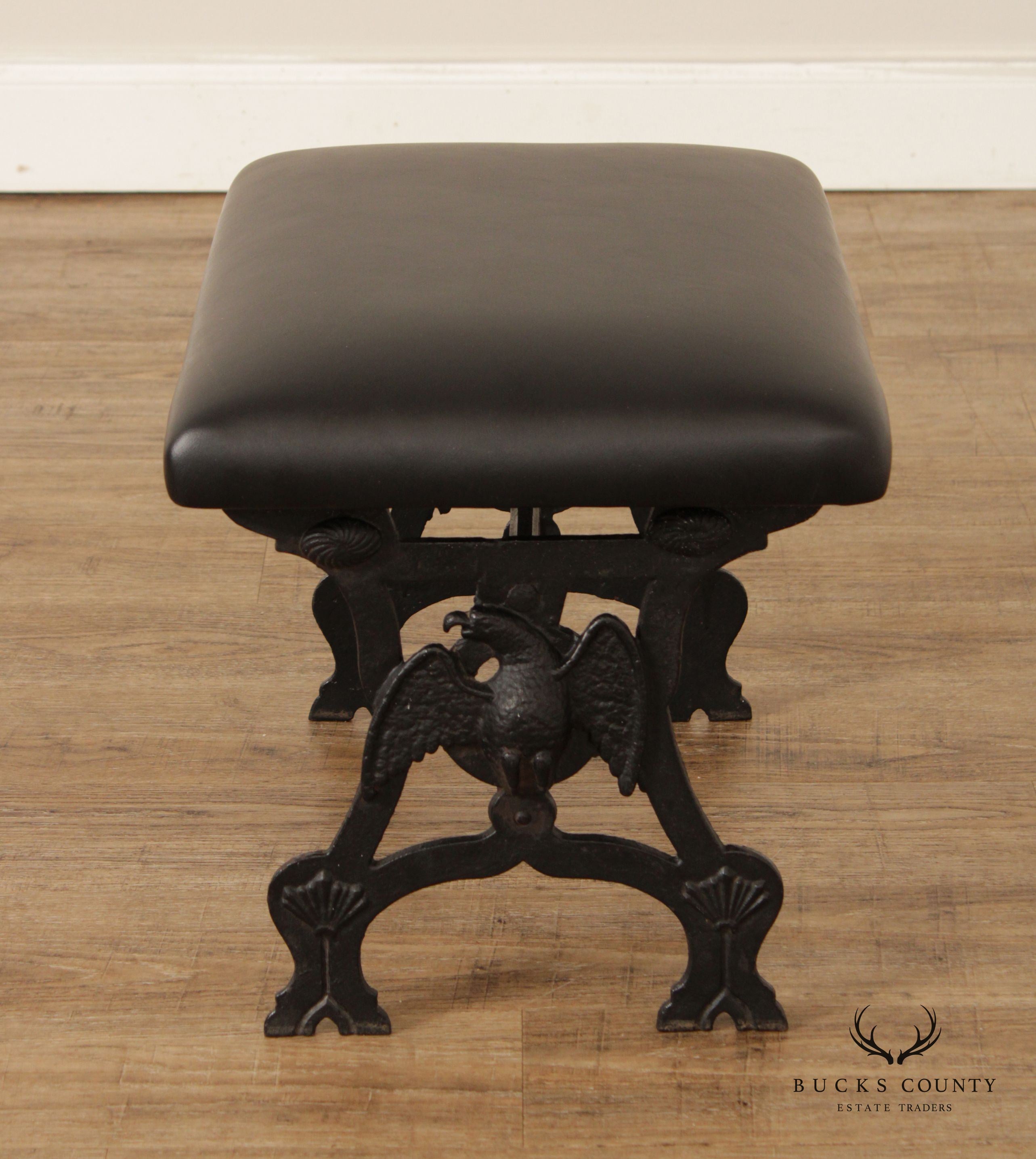 Federal Style Cast Iron and Leather Stool