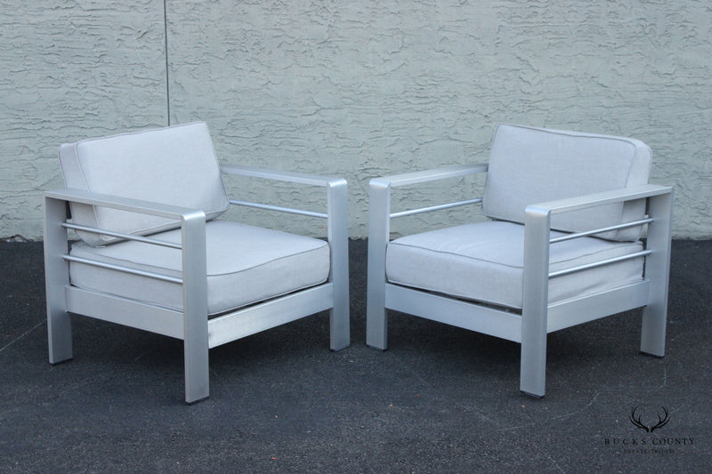 Mozaic Company Modern Pair of Aluminum Outdoor Lounge Chairs