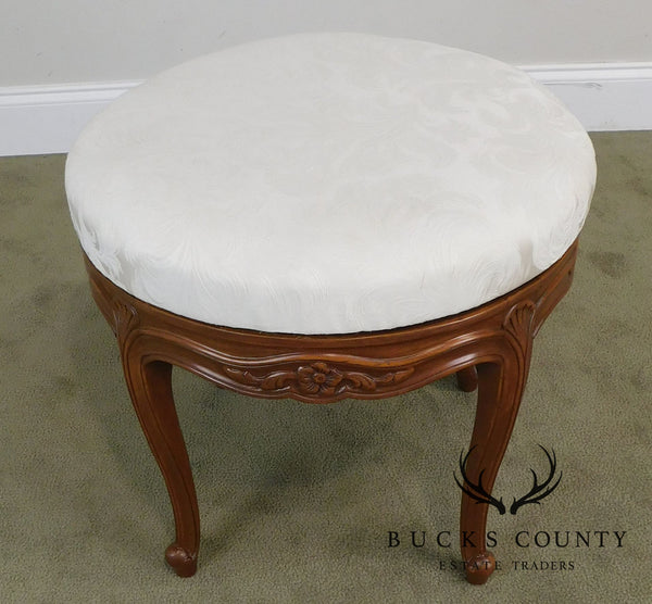 French Louis XV Style Vintage Fruitwood Revolving Stool