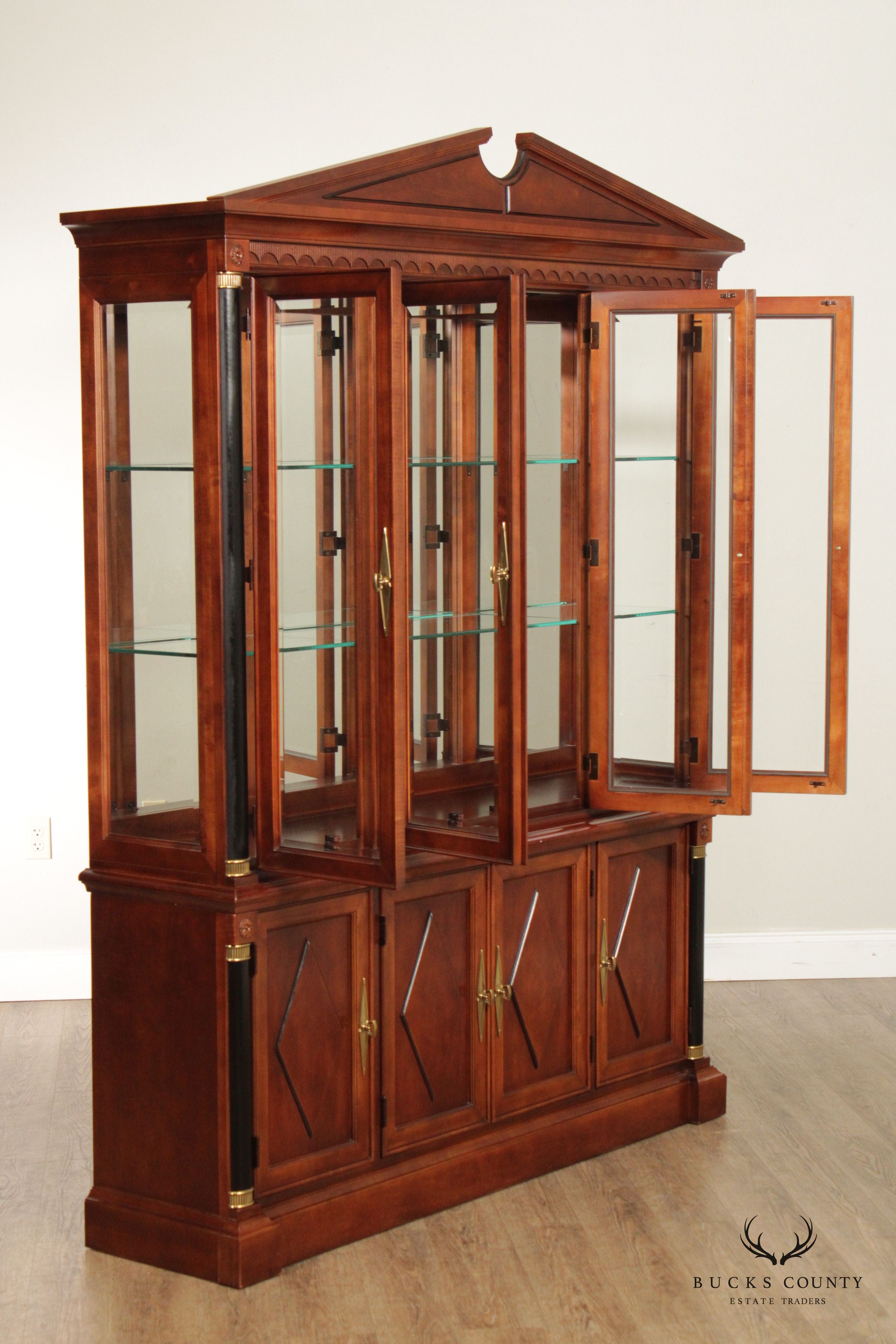 Stanley Furniture Neoclassical Style Cherry China Display Cabinet