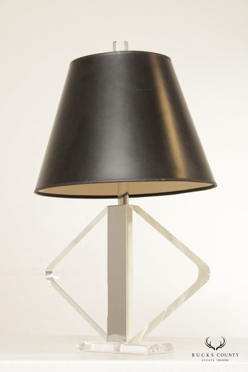 George Bullio Post Modern Chrome and Lucite Table Lamp