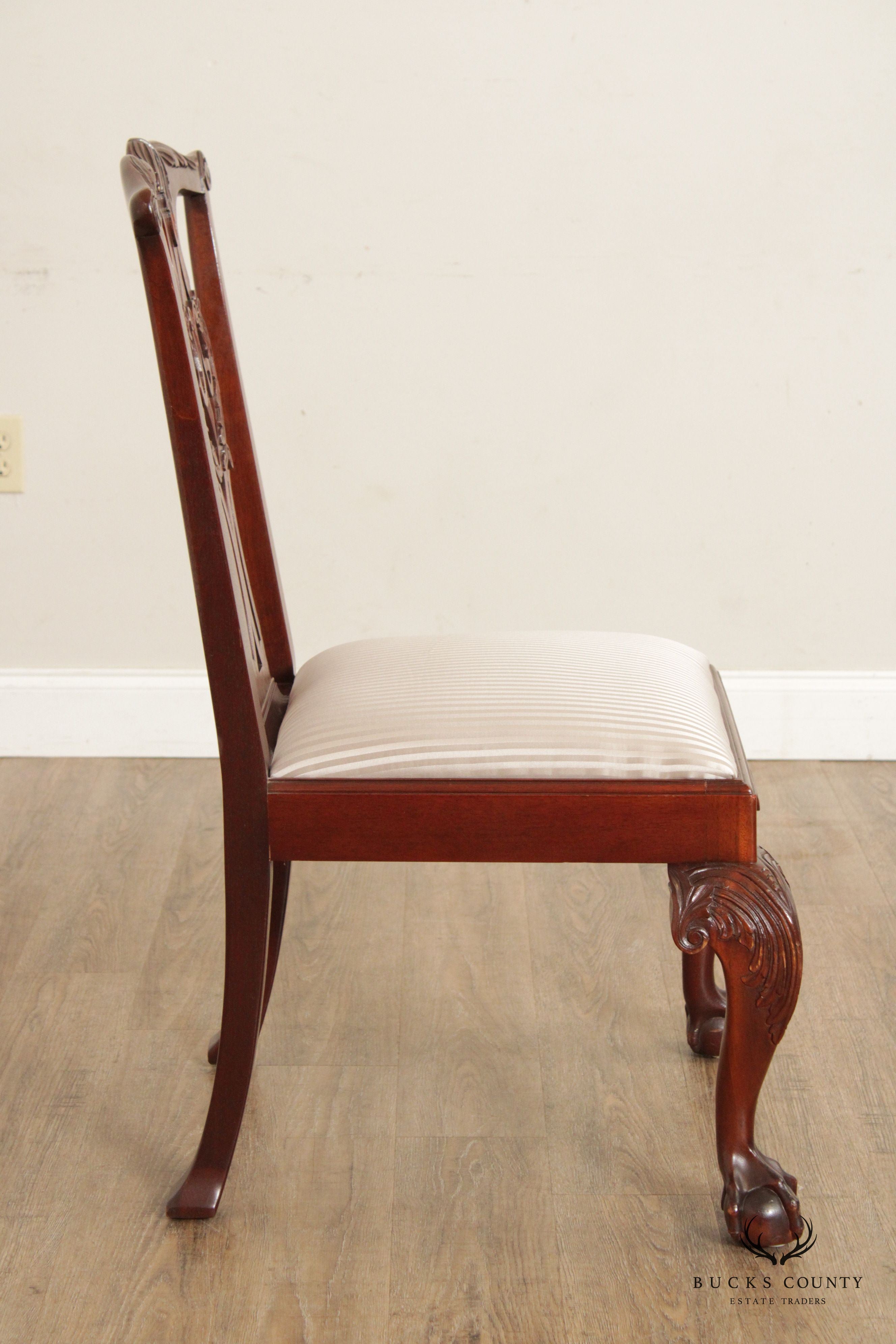 Baker Chippendale Style Set of Ten Carved Mahogany Dining Chairs