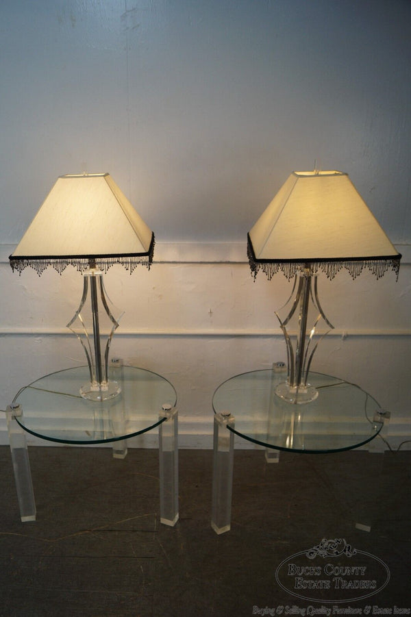Quality Pair of Mid Century Modern Lucite Table Lamps