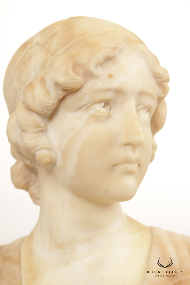 Antique Art Nouveau Alabaster Bust, After Giuseppe Bessi