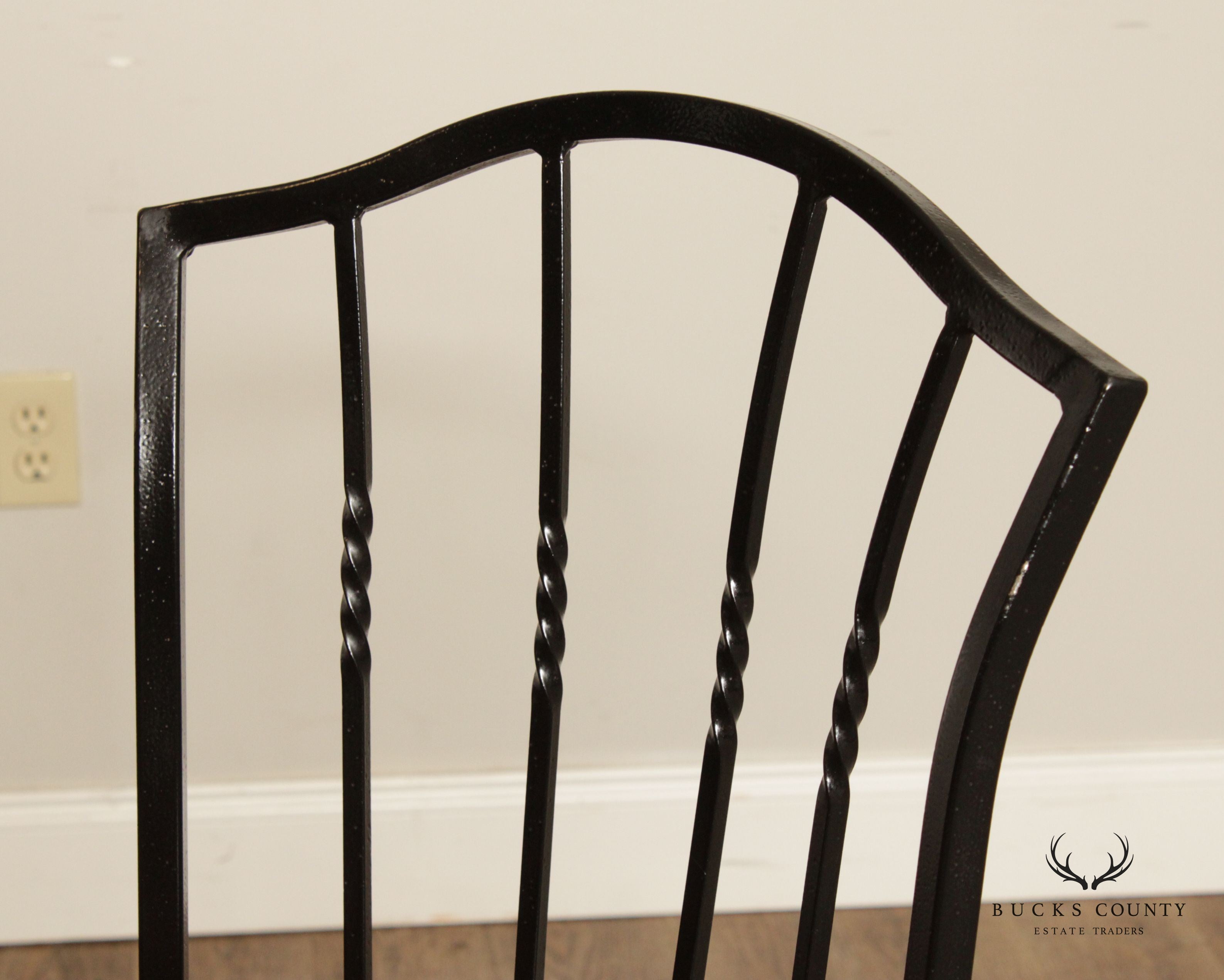 Trendler Set of 3 Wrought Iron and Leather Swivel Counter Bar Stools