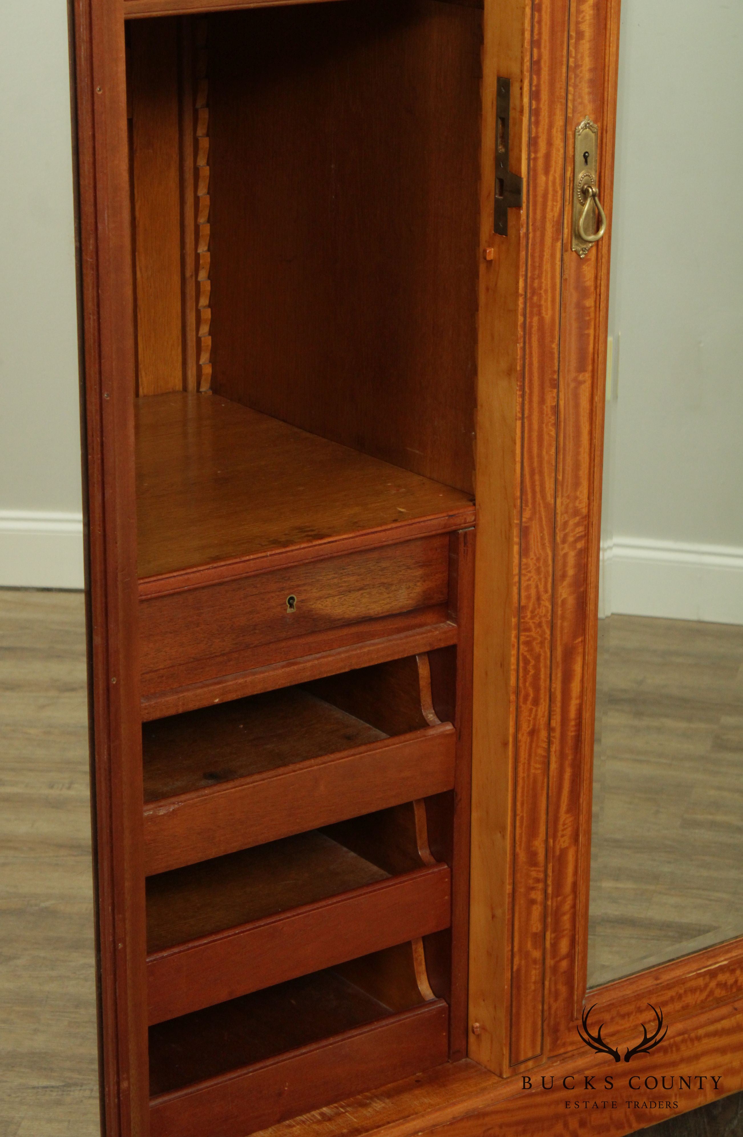 Antique French Louis XVI Marquetry Inlaid Satinwood 3 Door Armoire