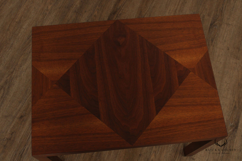 LANE MID CENTURY MODERN INLAID PARSONS STYLE SQUARE WALNUT SIDE TABLE